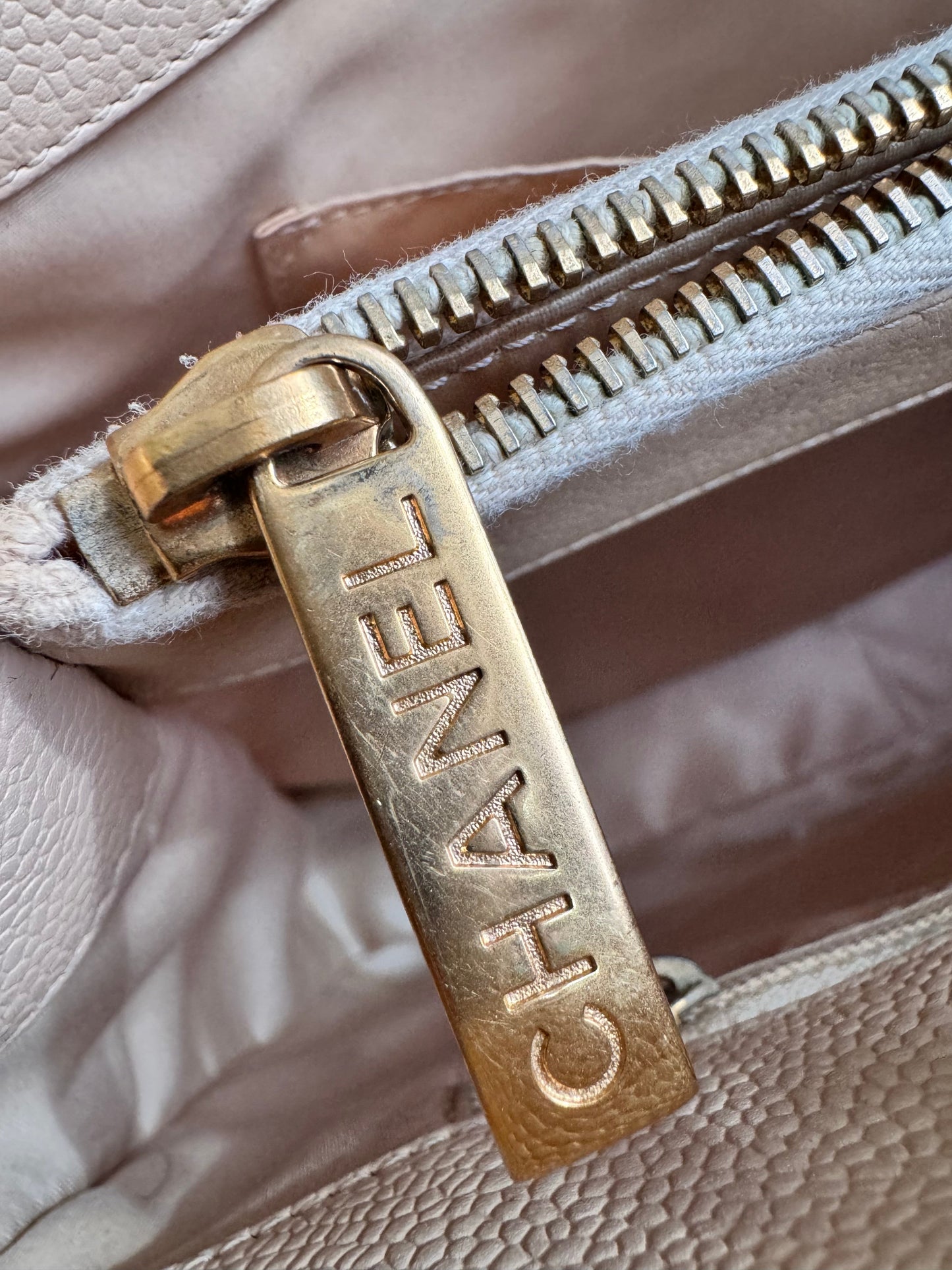 Chanel GST in Beige Caviar with Gold Hardware