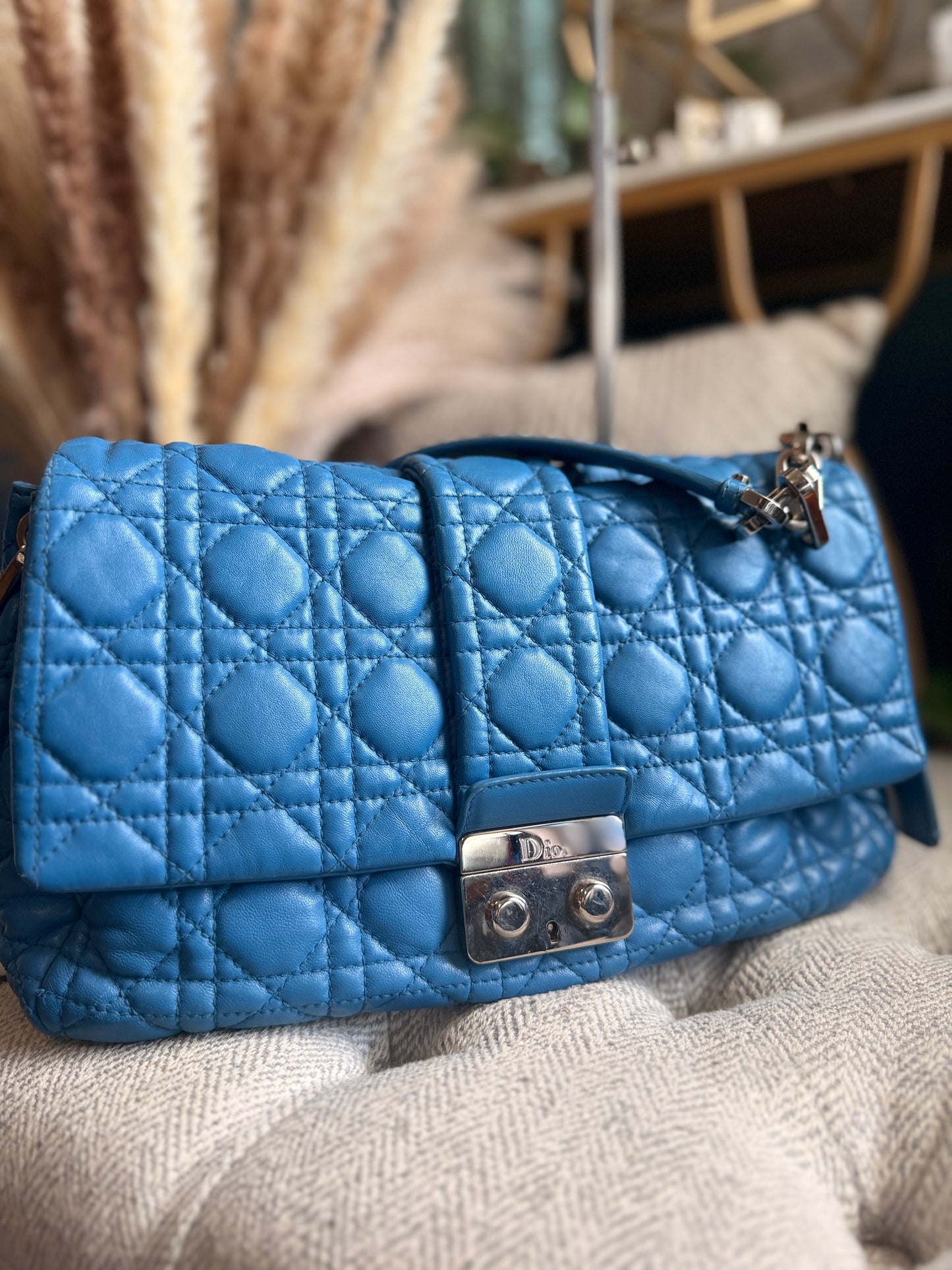 Christian Dior Cannage Quilted Lambskin Leather New Lock Flap Bag