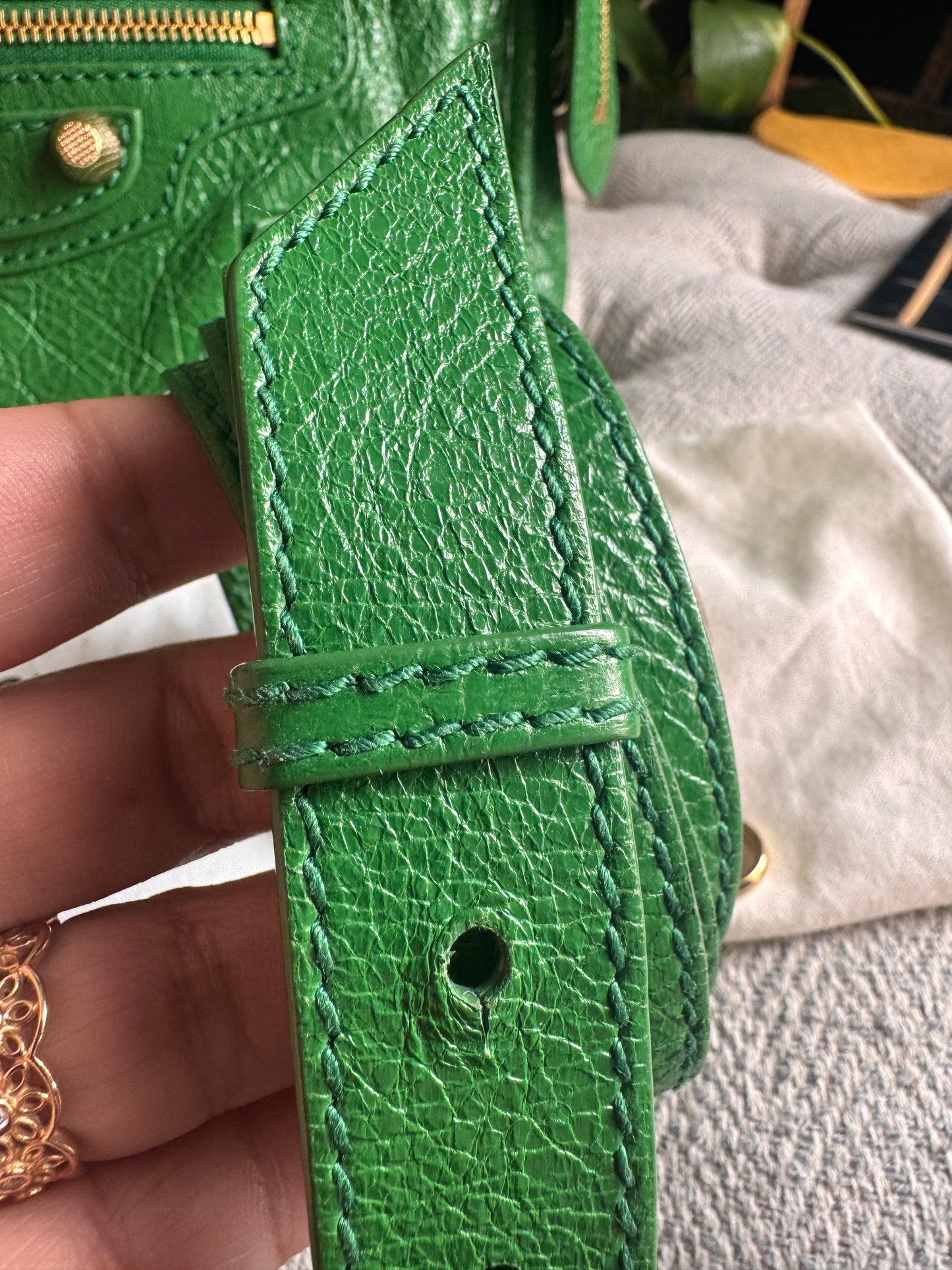 Balenciaga Mini City in Green with Gold Hardware