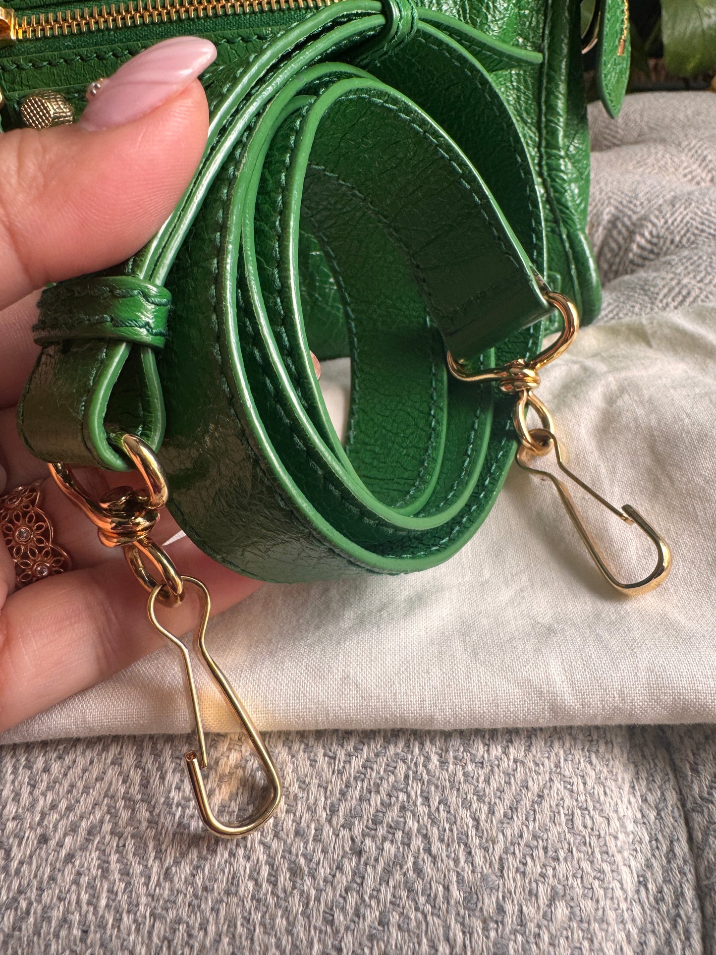 Balenciaga Mini City in Green with Gold Hardware