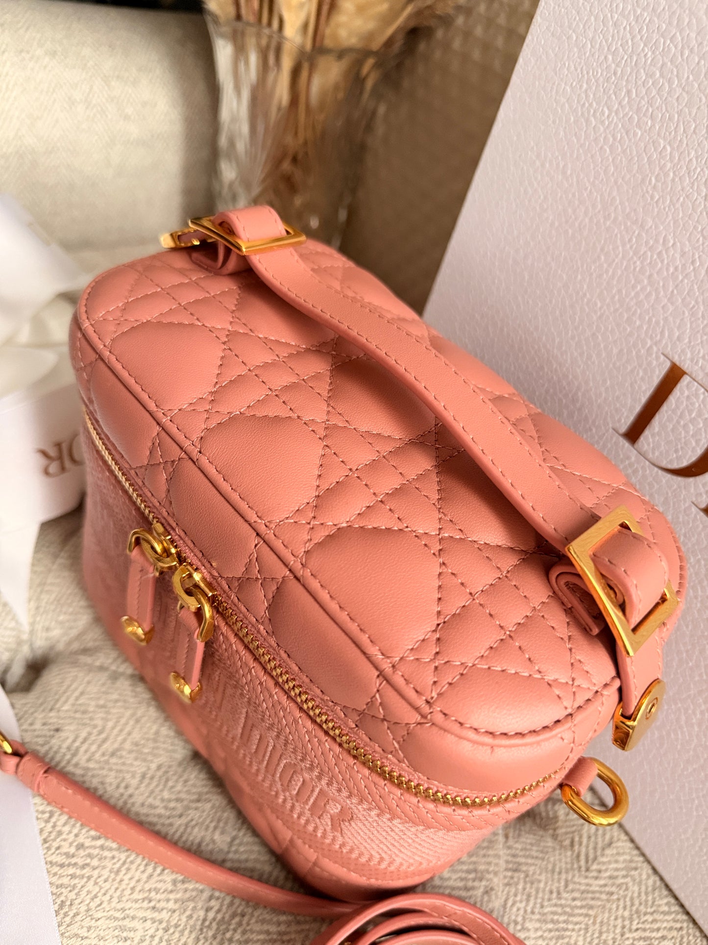 Christian Dior Lambskin Cannage Small Vanity Case