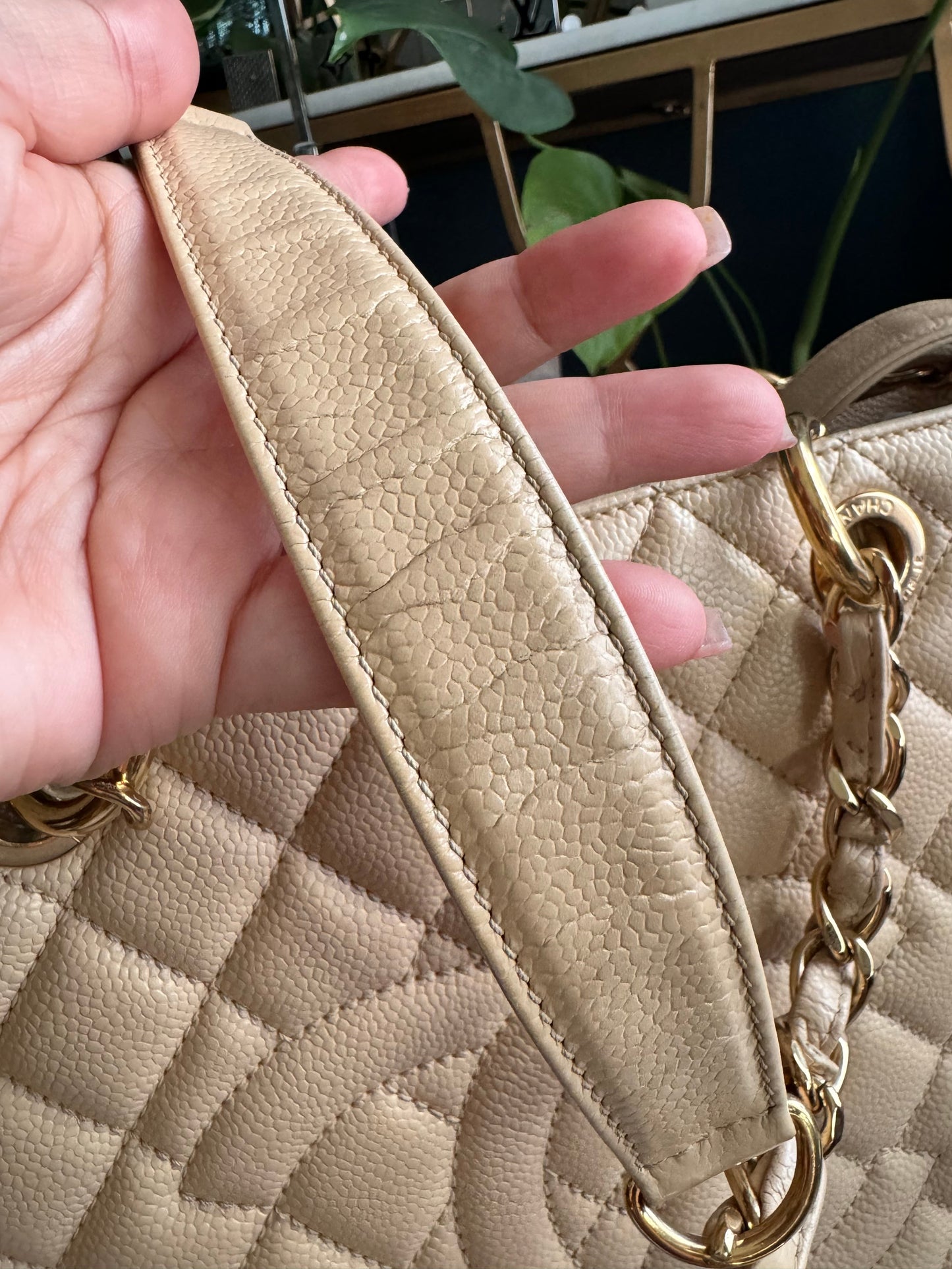 Chanel GST in Beige Caviar with Gold Hardware