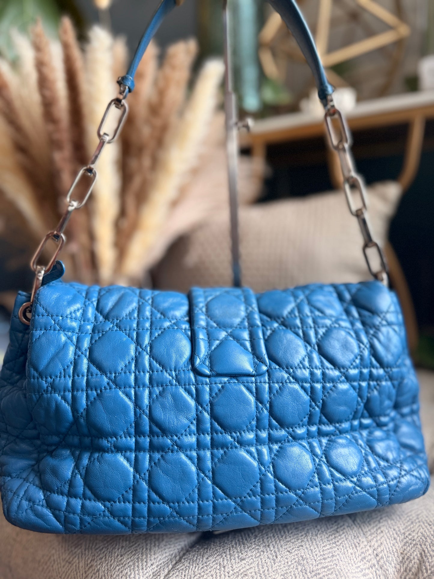 Christian Dior Cannage Quilted Lambskin Leather New Lock Flap Bag