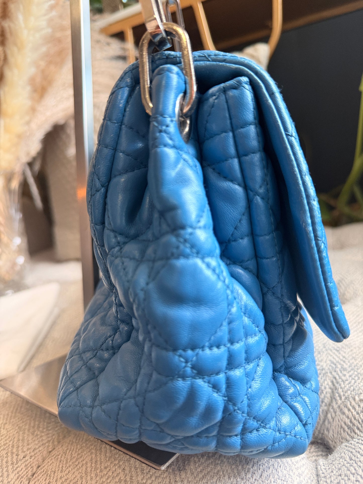 Christian Dior Cannage Quilted Lambskin Leather New Lock Flap Bag