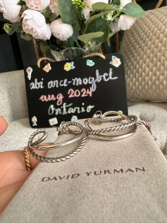 David Yurman Sterling Silver Crossover Hoop Earrings