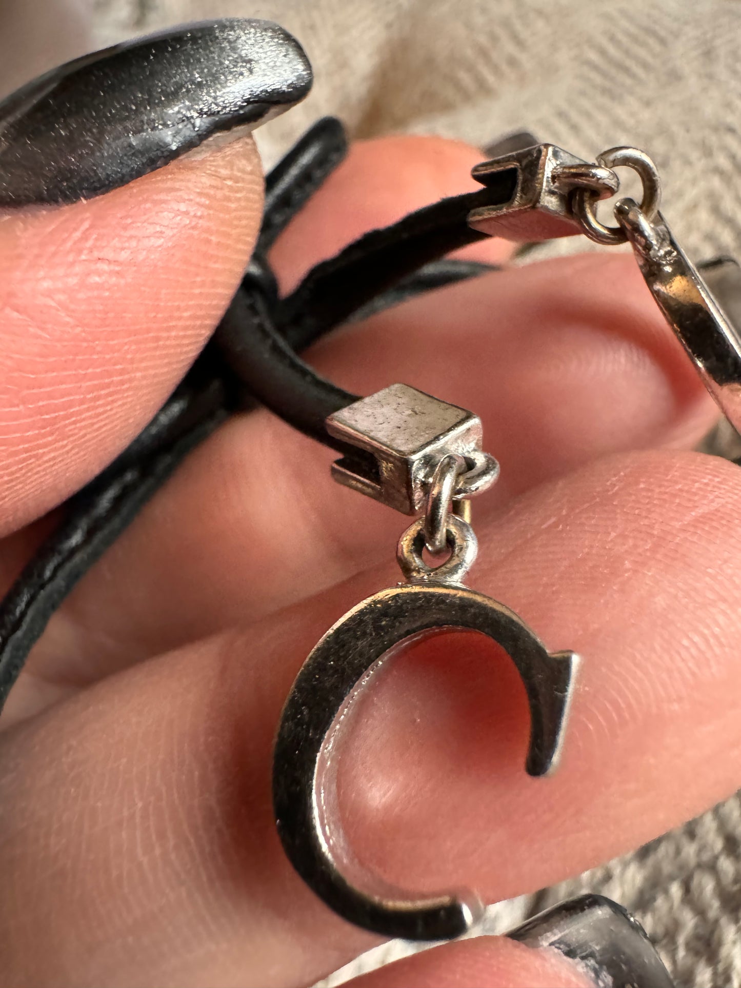 Dior Palladium Plated and leather bow bracelet