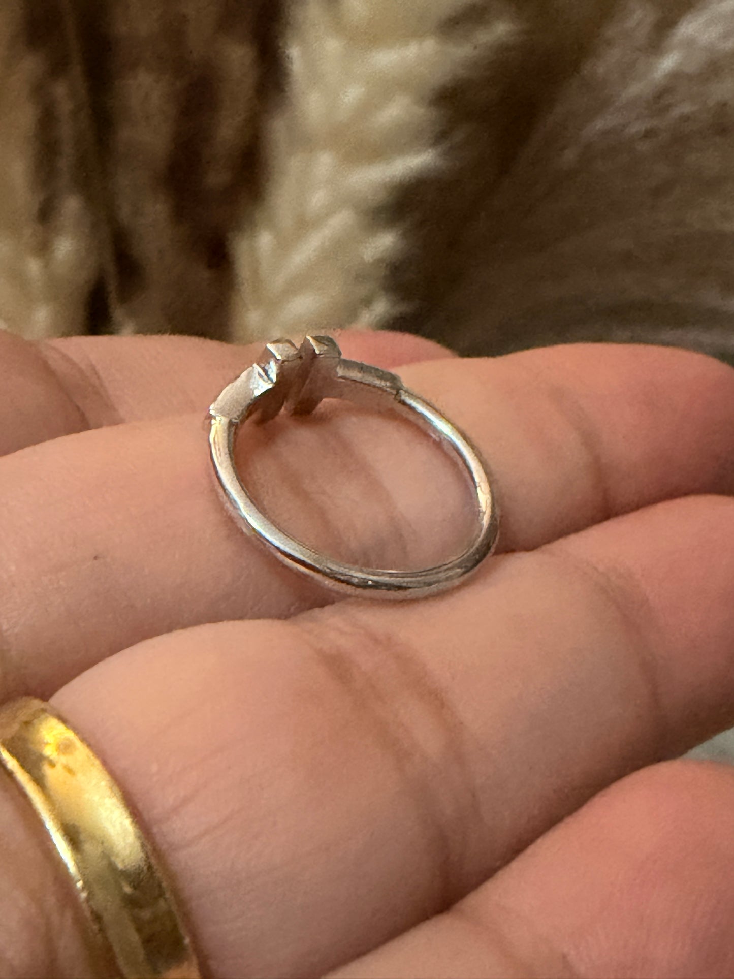 Tiffany&Co T Wire Ring in White Gold sz4.25
