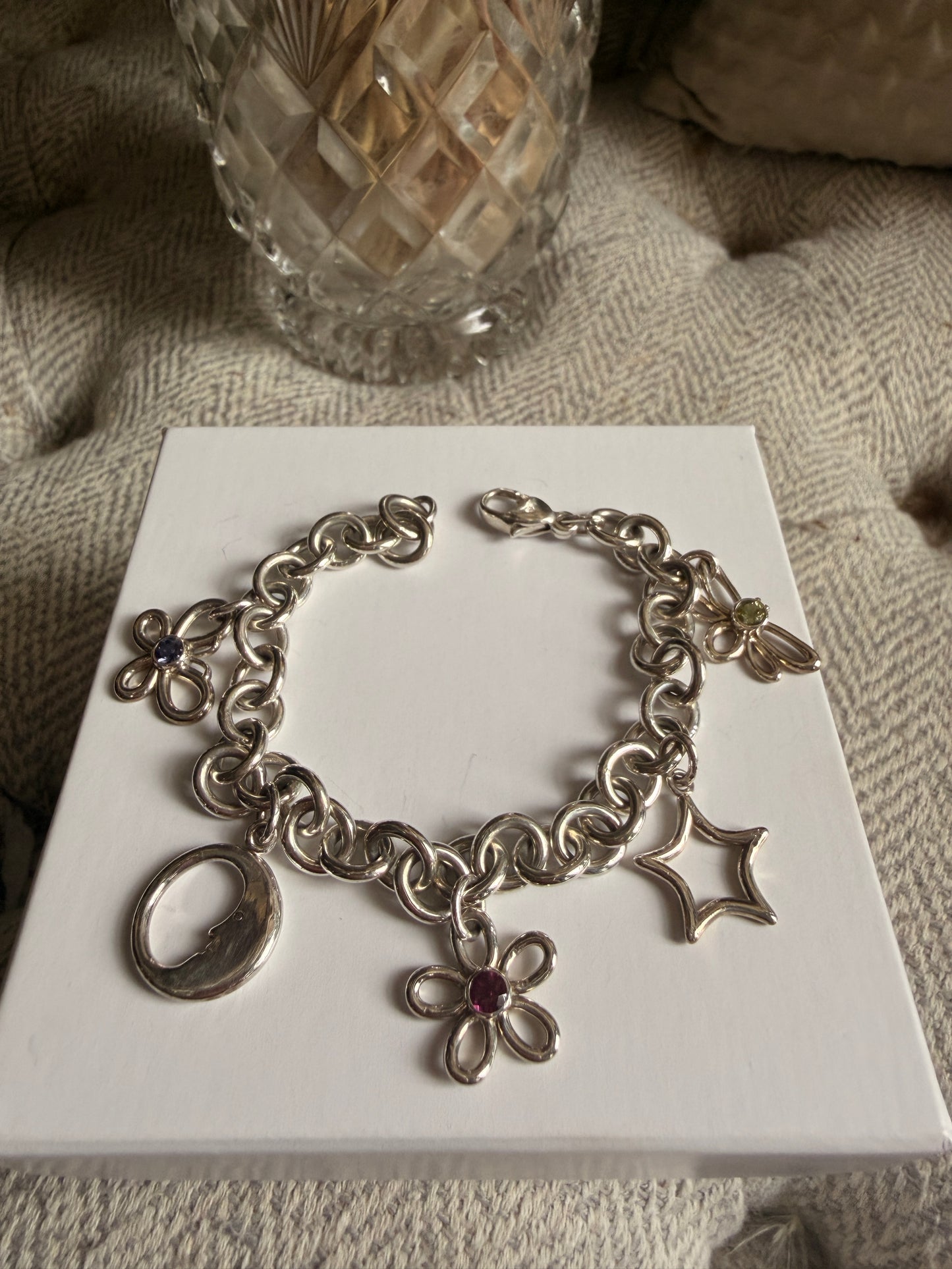 Tiffany & Co RARE Silver 925 Gemstone Nature Flower Moon Butterfly Bracelet