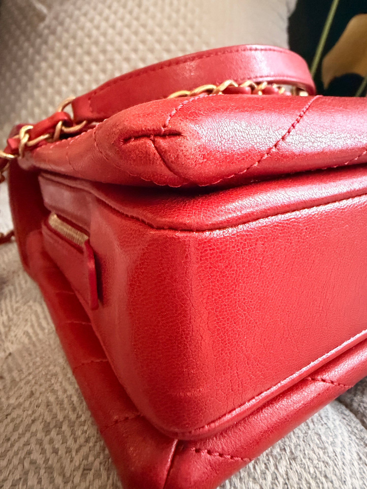 CHANEL Lambskin Chevron Stitched Envelope Flap Bag