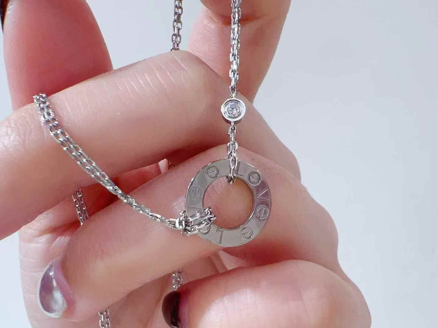 For PRE-ORDER ONLY-Cartier Love Pendant with two diamonds on a double chain