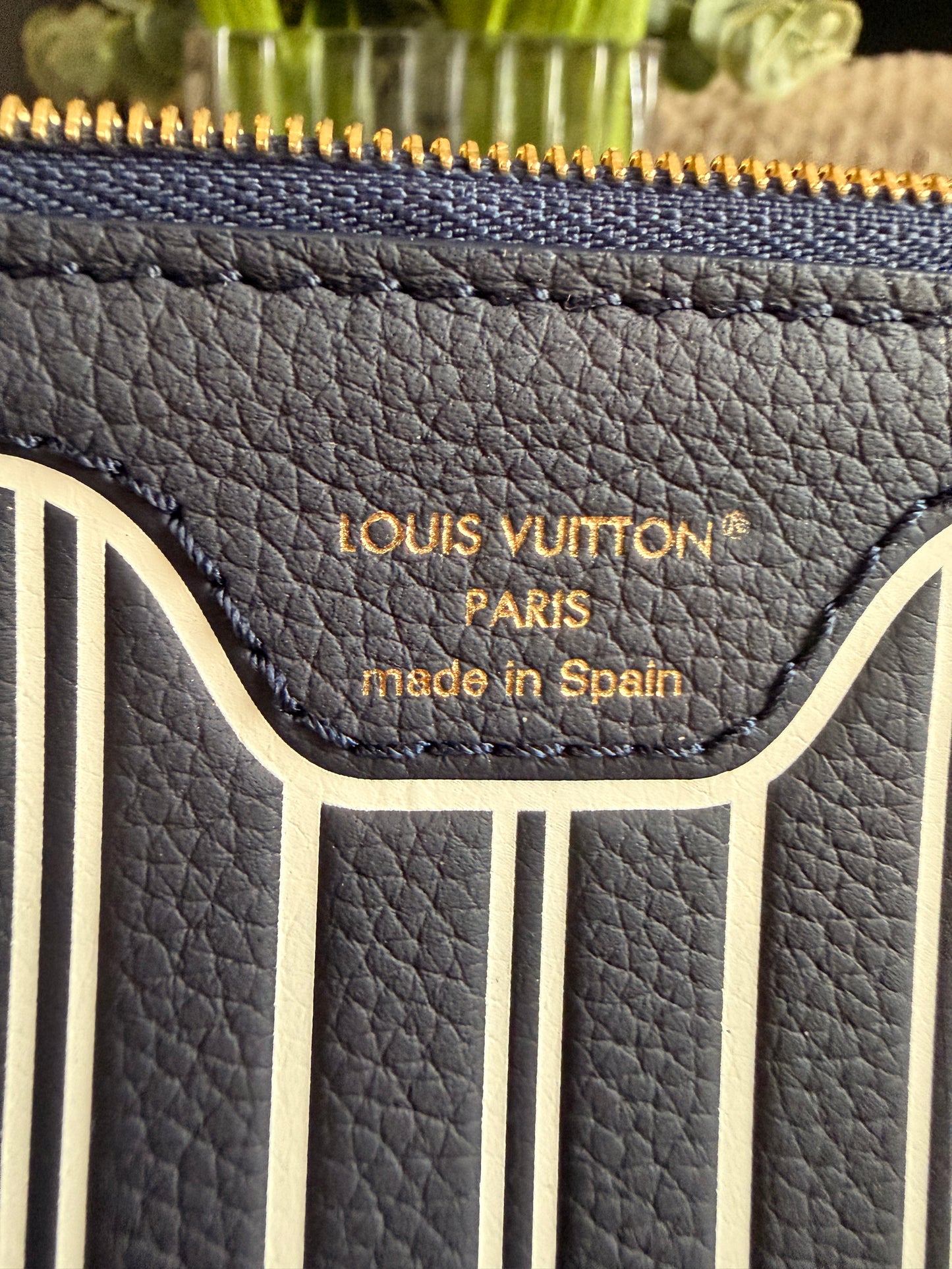 Louis Vuitton Calfskin Inside-out Neverfull Pouch in Navy