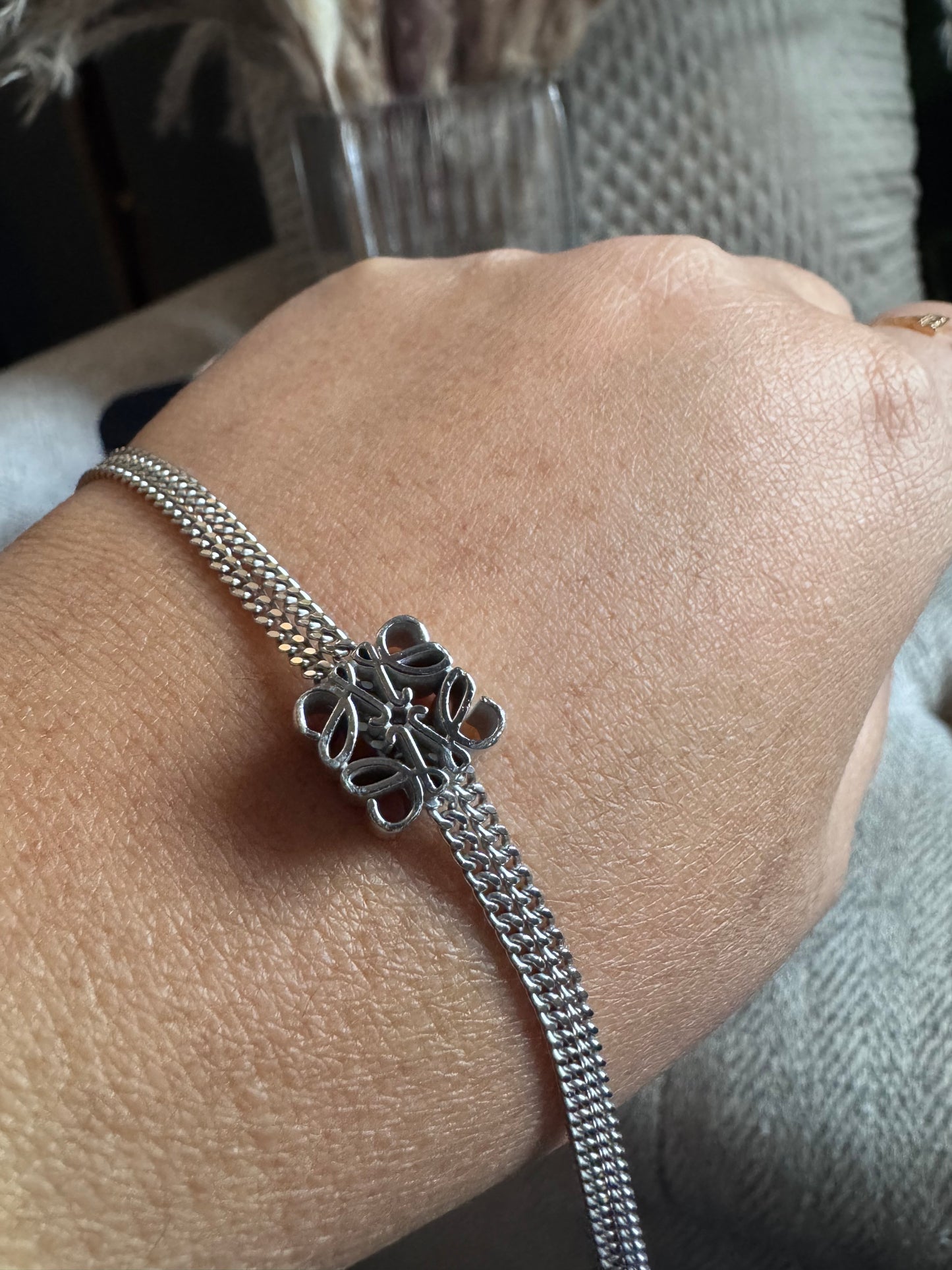 Loewe Sterling Silver Anagram Bracelet