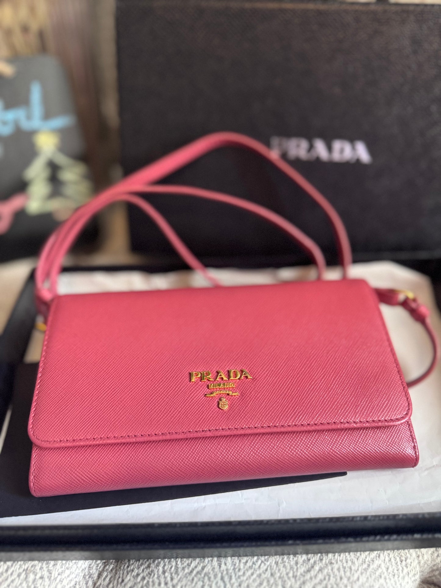 Prada Saffiano Metal Wallet /Crossbody