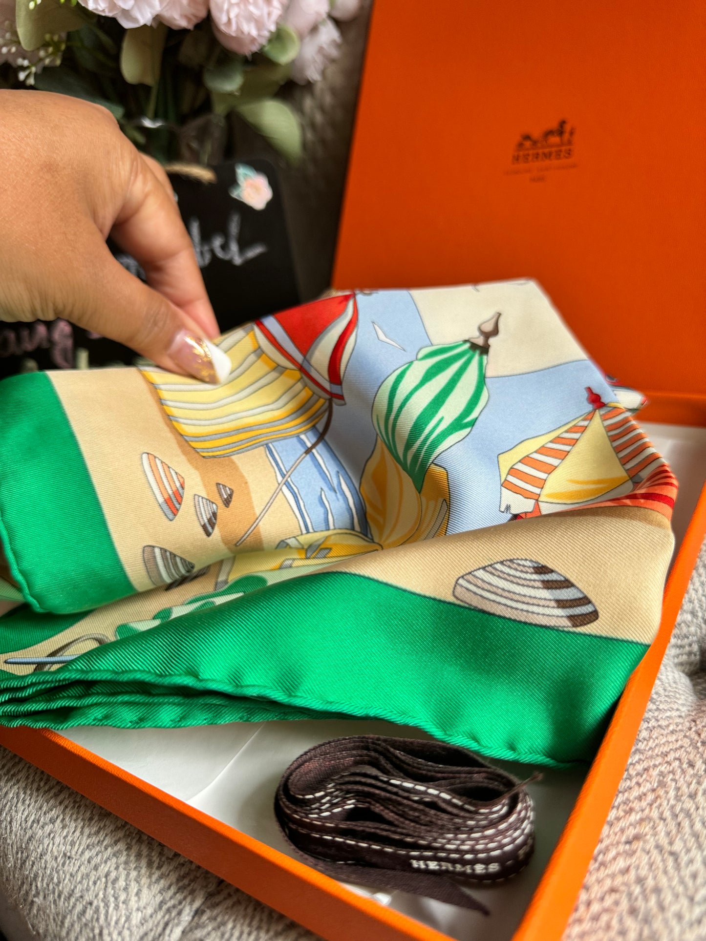 HERMÈS scarf “Charmes des Plages Normandes”