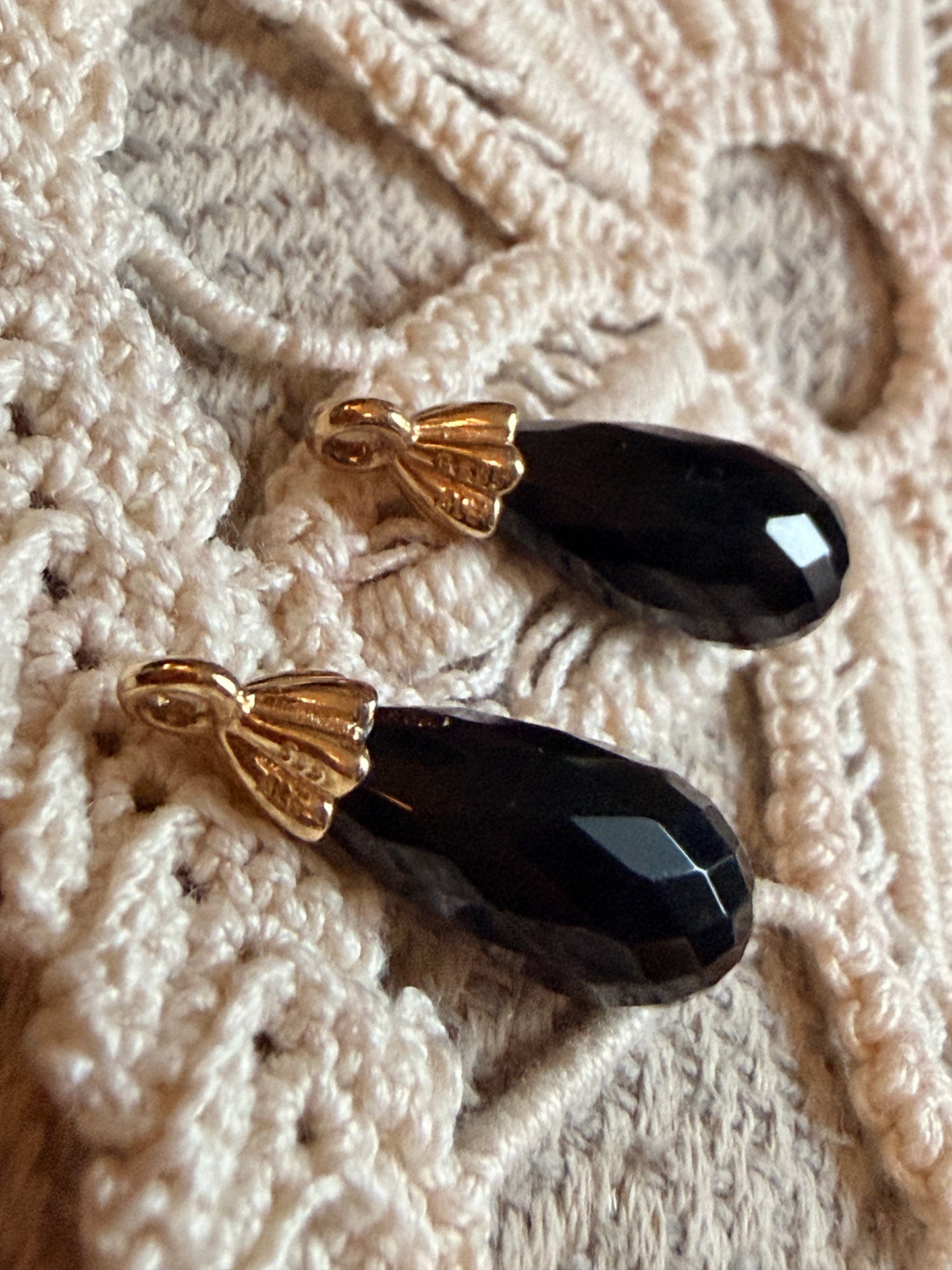 NEW💕 Pandora 14k Yellow Gold Onyx Compose earrings 250434ON