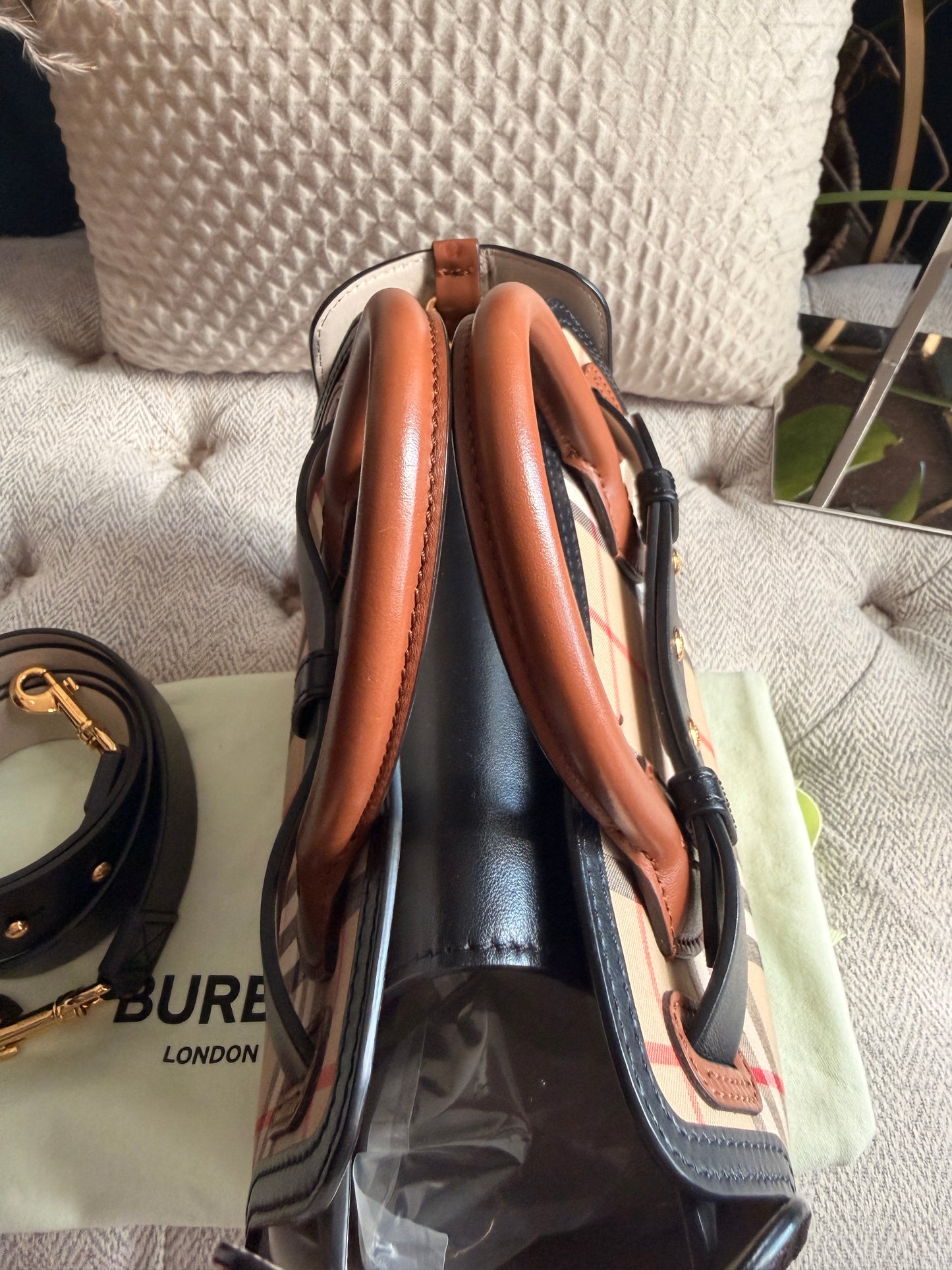 BURBERRY Mini Vintage Check Triple Stud Belt Bag