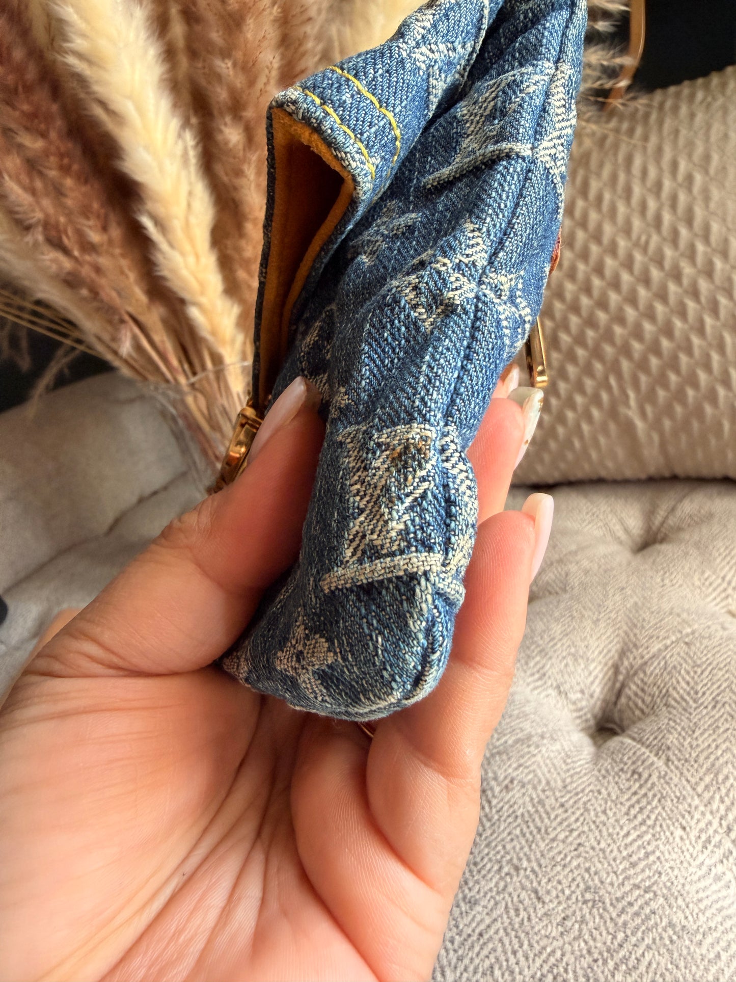 Louis Vuitton Blue Monogram Denim Pochette Plat clutch