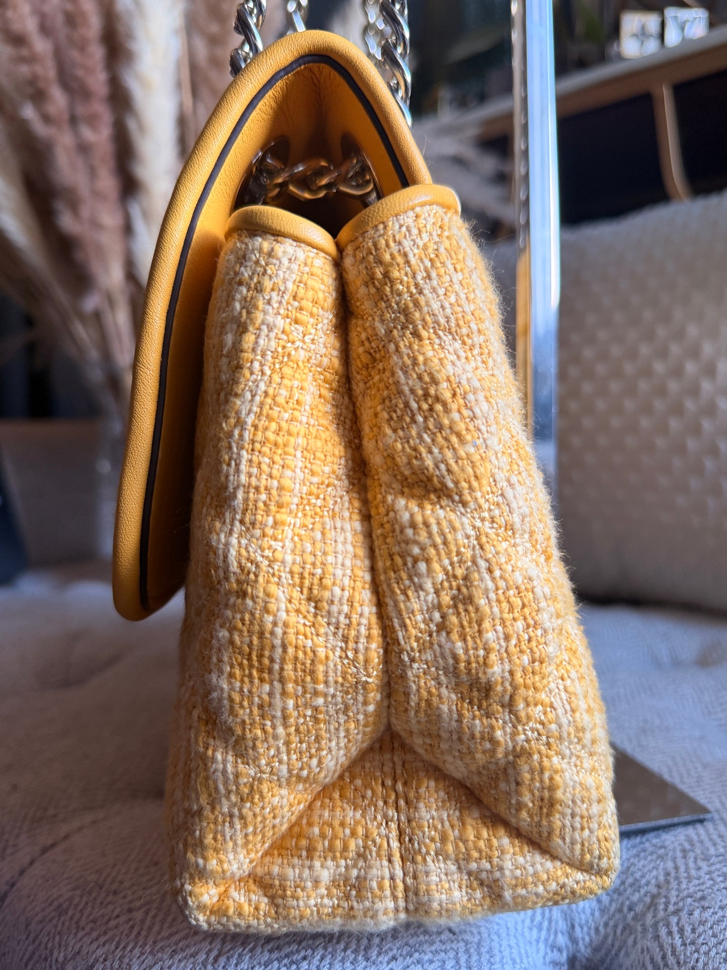 Kate Spade Quilted Chain-Handle Shoulder Bag in Mustard Yellow