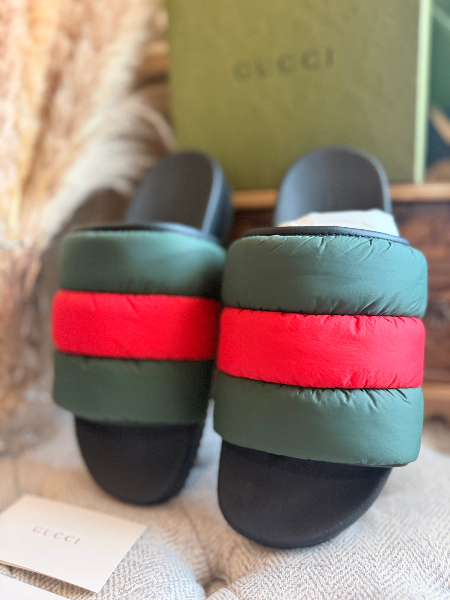 Gucci Padded Web Slides NEW in box