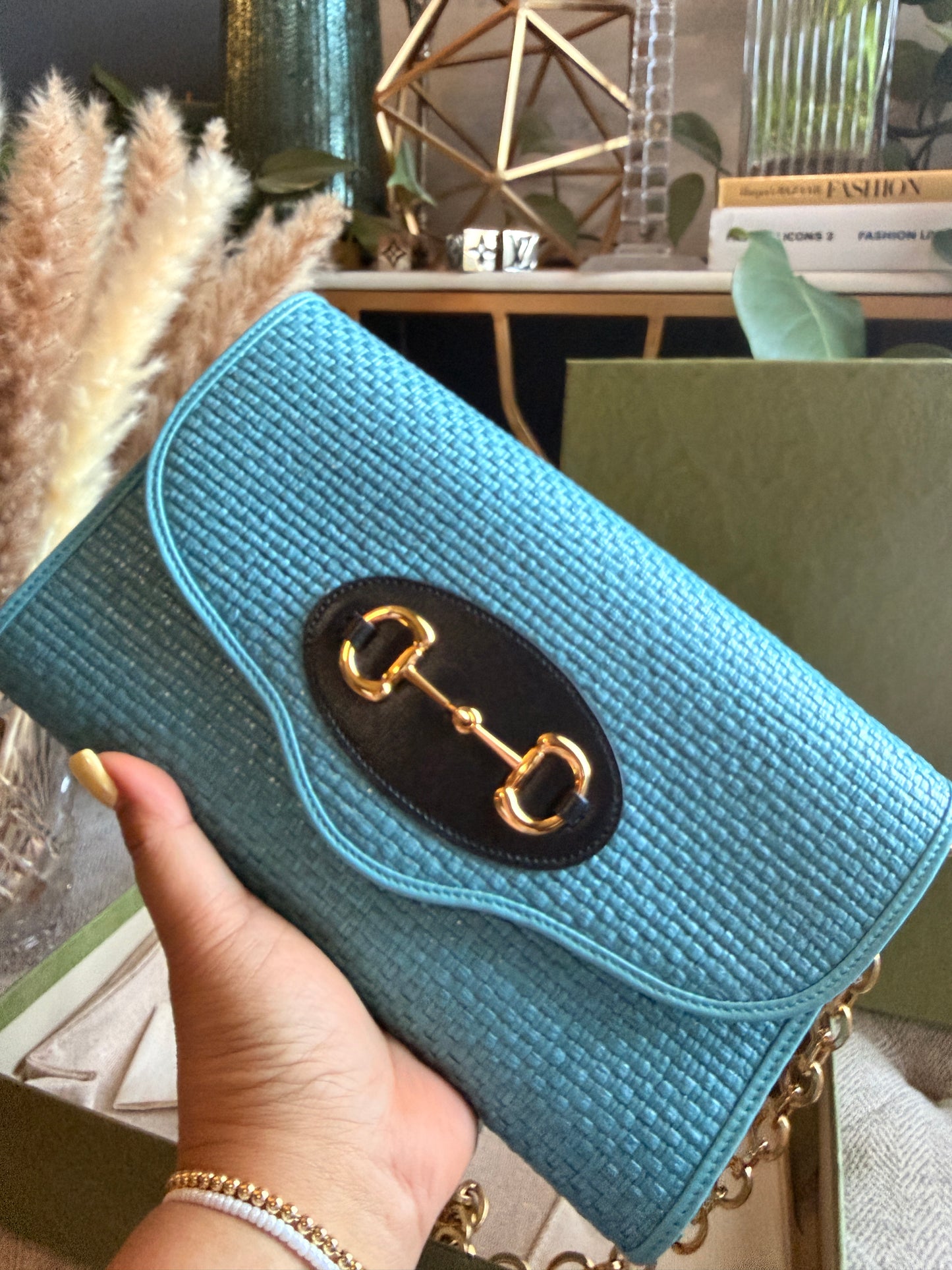 Gucci 1955 Horsebit Raffia Bag-NEW in Box