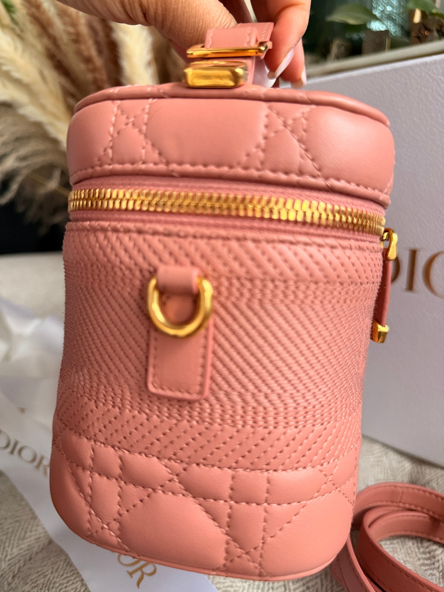 Christian Dior Lambskin Cannage Small Vanity Case