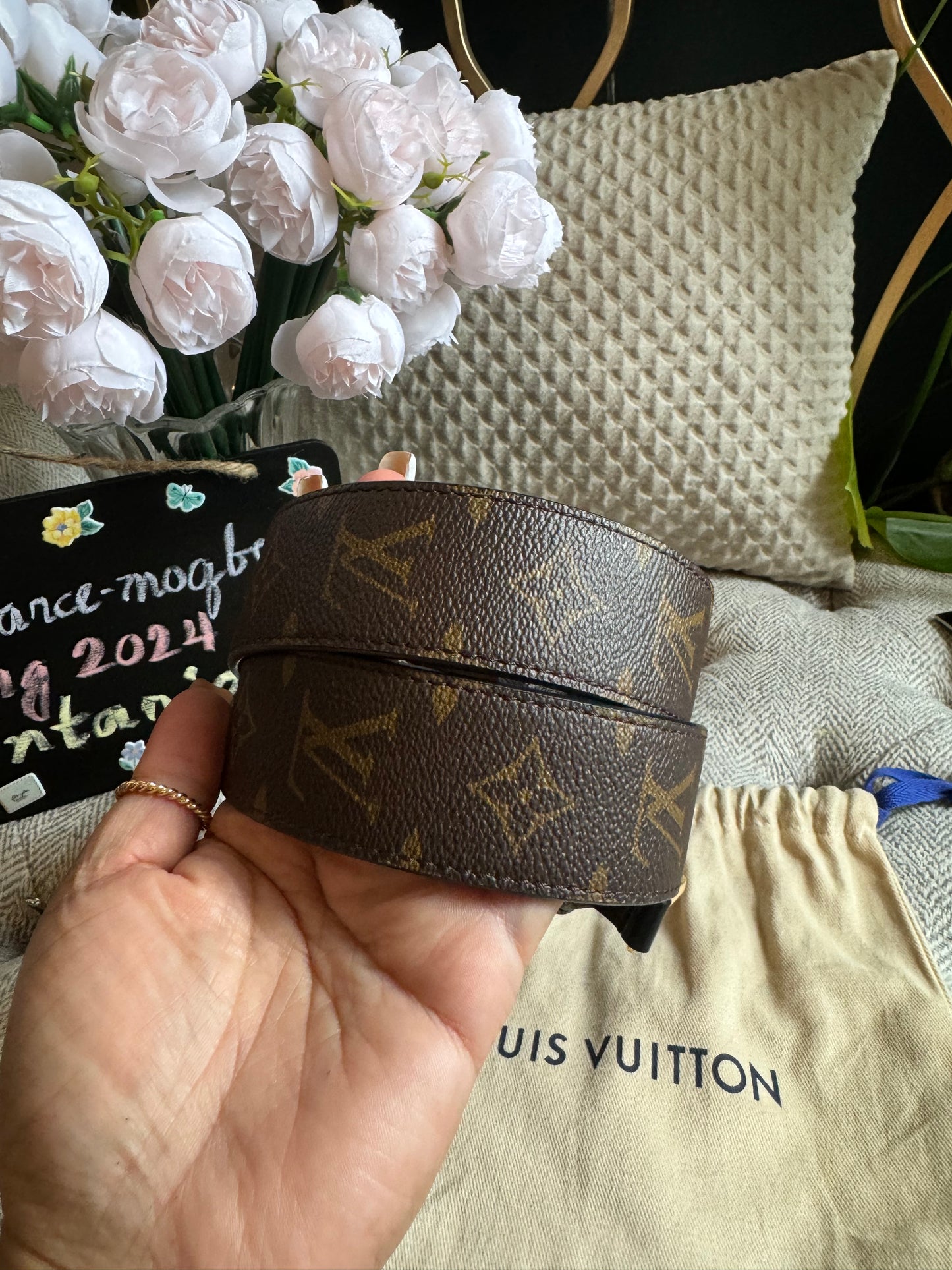 Louis Vuitton Monogram Animal Bandouliere Shoulder Strap Grey