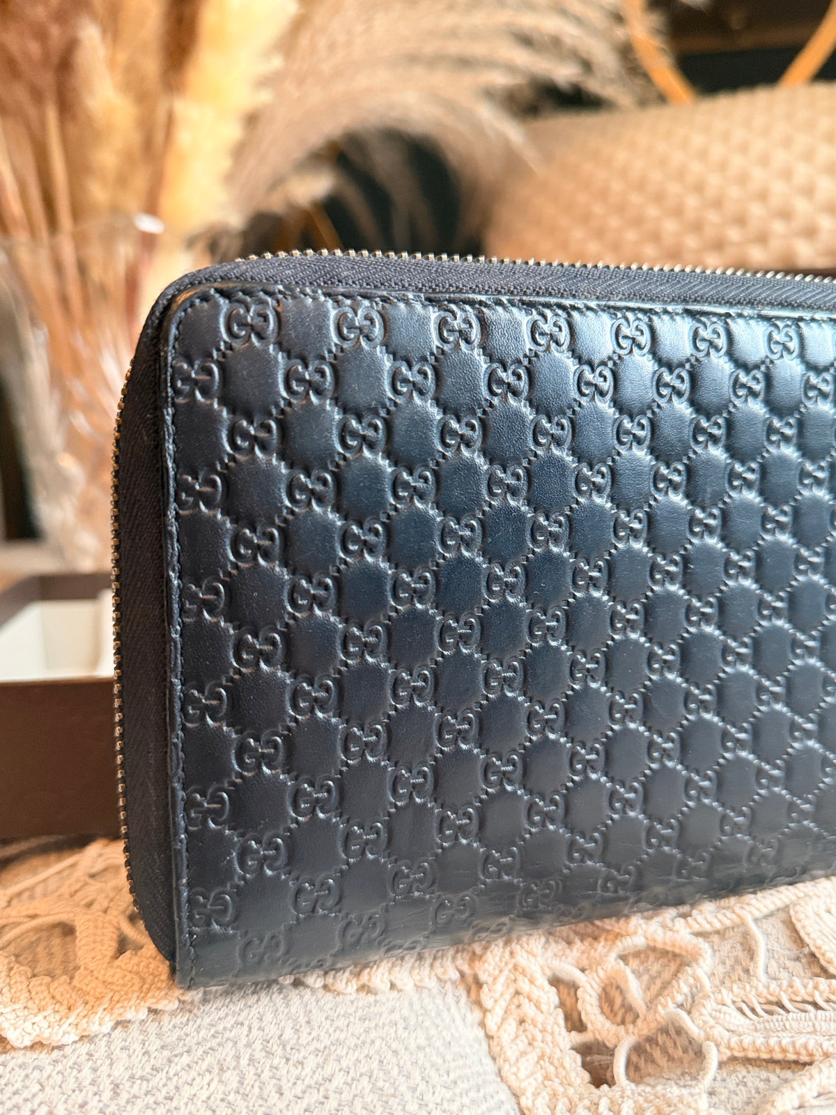GUCCI
Blue Micro Guccissima Leather Long Zippy Organizer Wallet