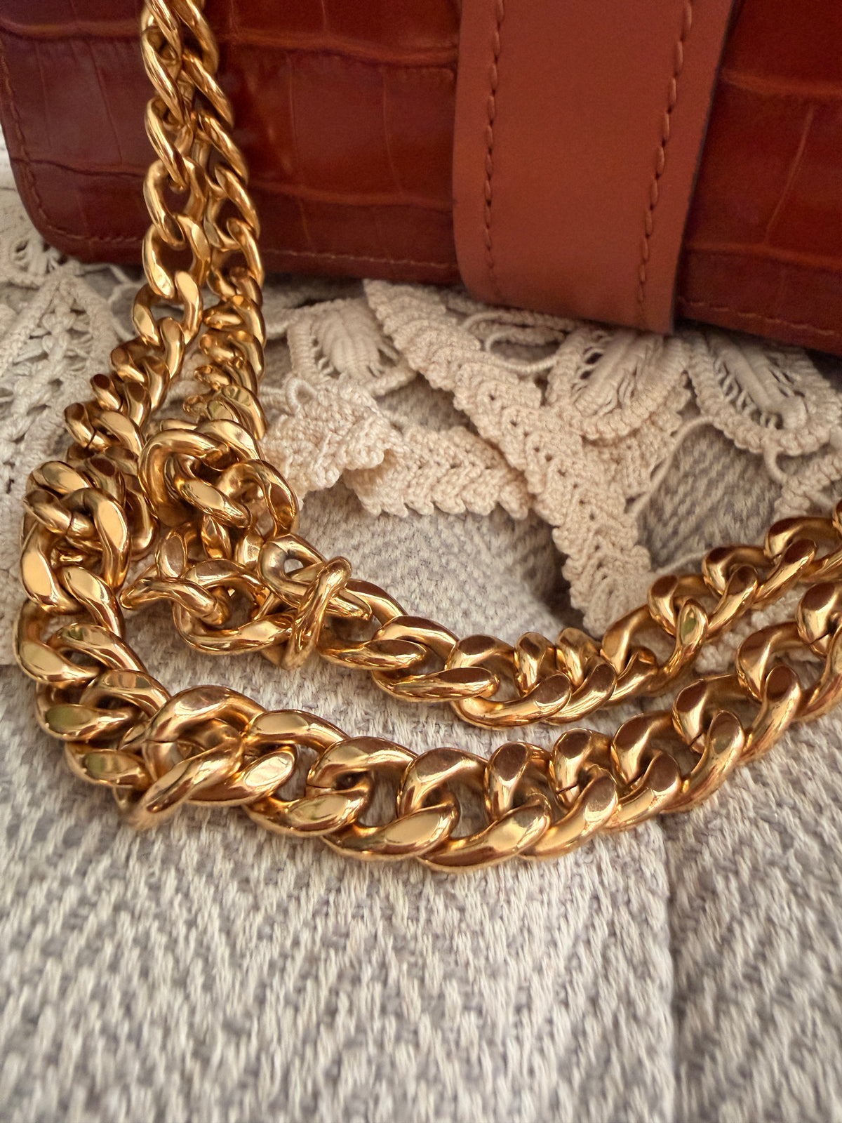 Chloe Aby Chain Bag -Croc Embossed