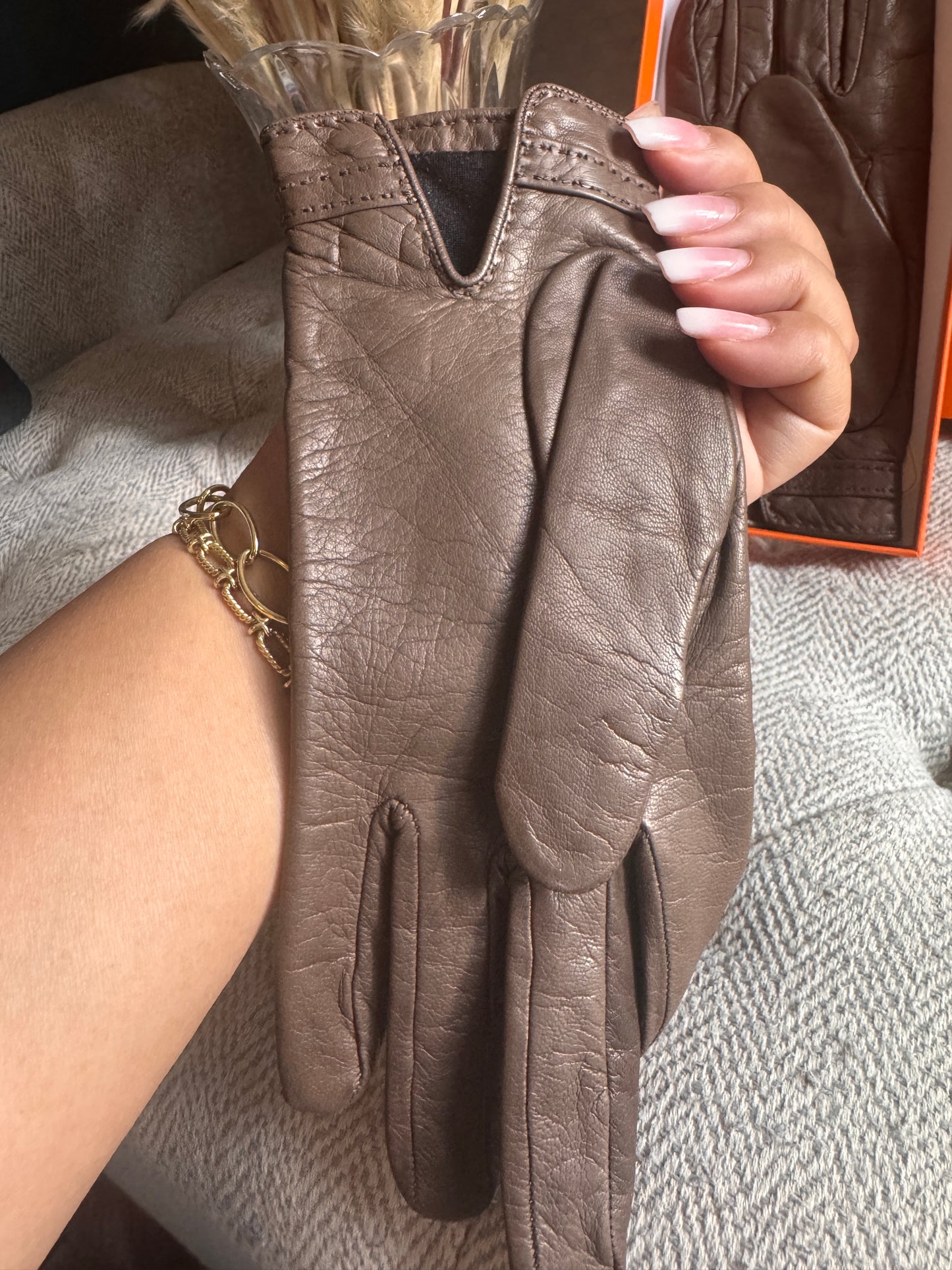Hermes Fantaisie Leather Gloves
