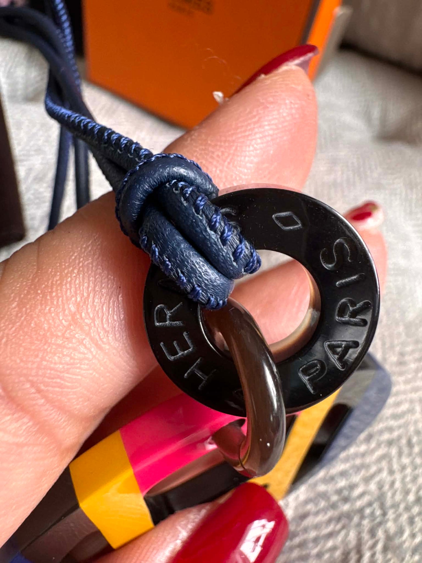 Hermès H Equipe Multiple colors Yellow Navy blue Necklace