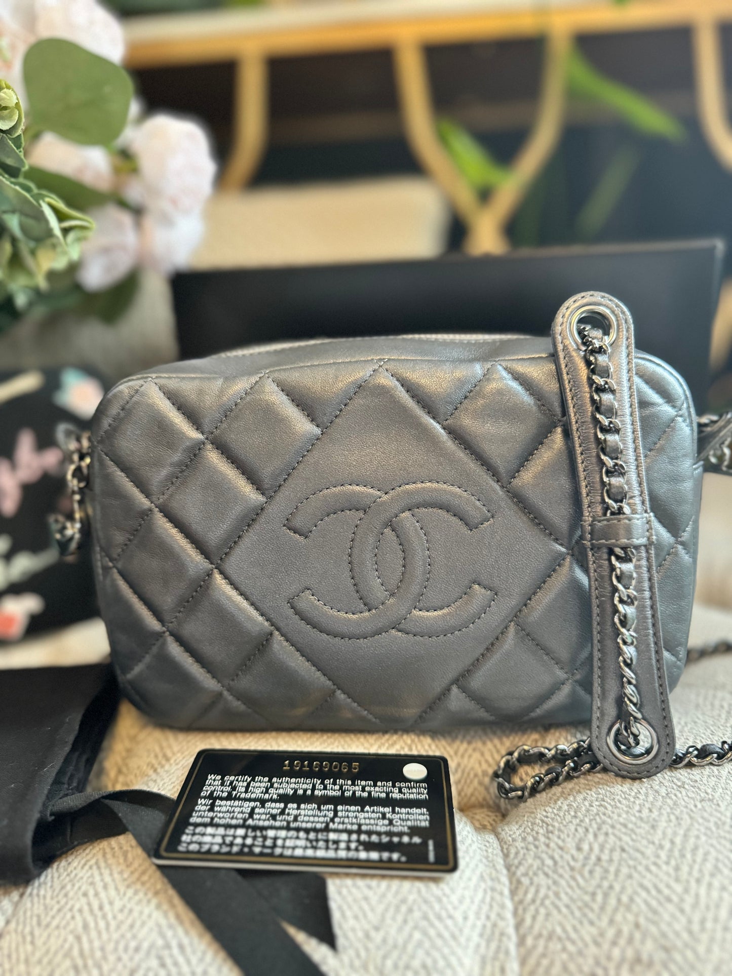 Chanel Diamond Stitch Camera Bag in Dark Silver Grey