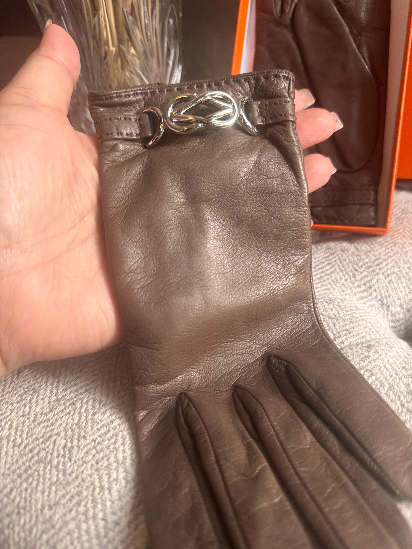 Hermes Fantaisie Leather Gloves