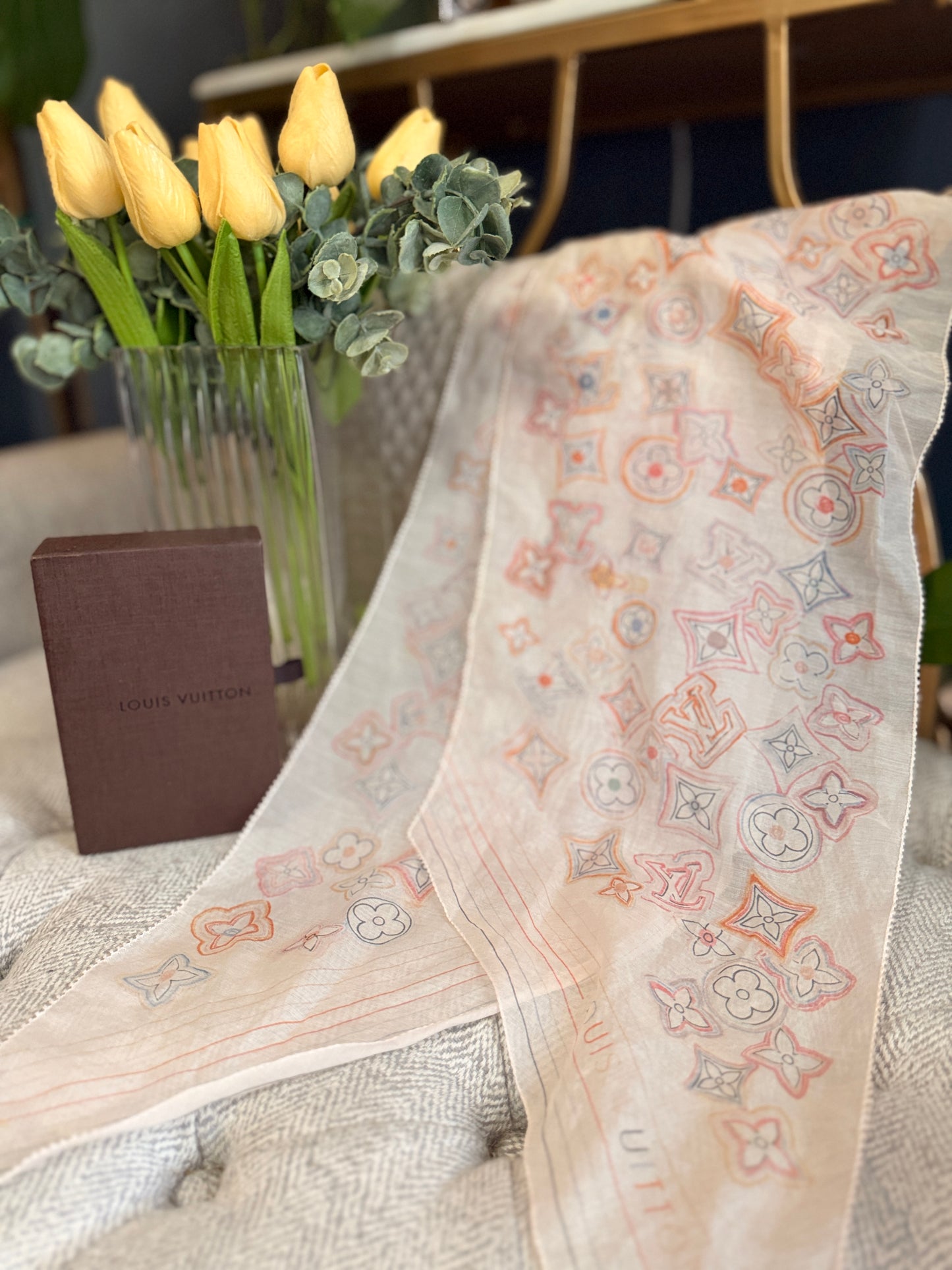 Louis Vuitton Light Pink Monogram Bandeau Scarf