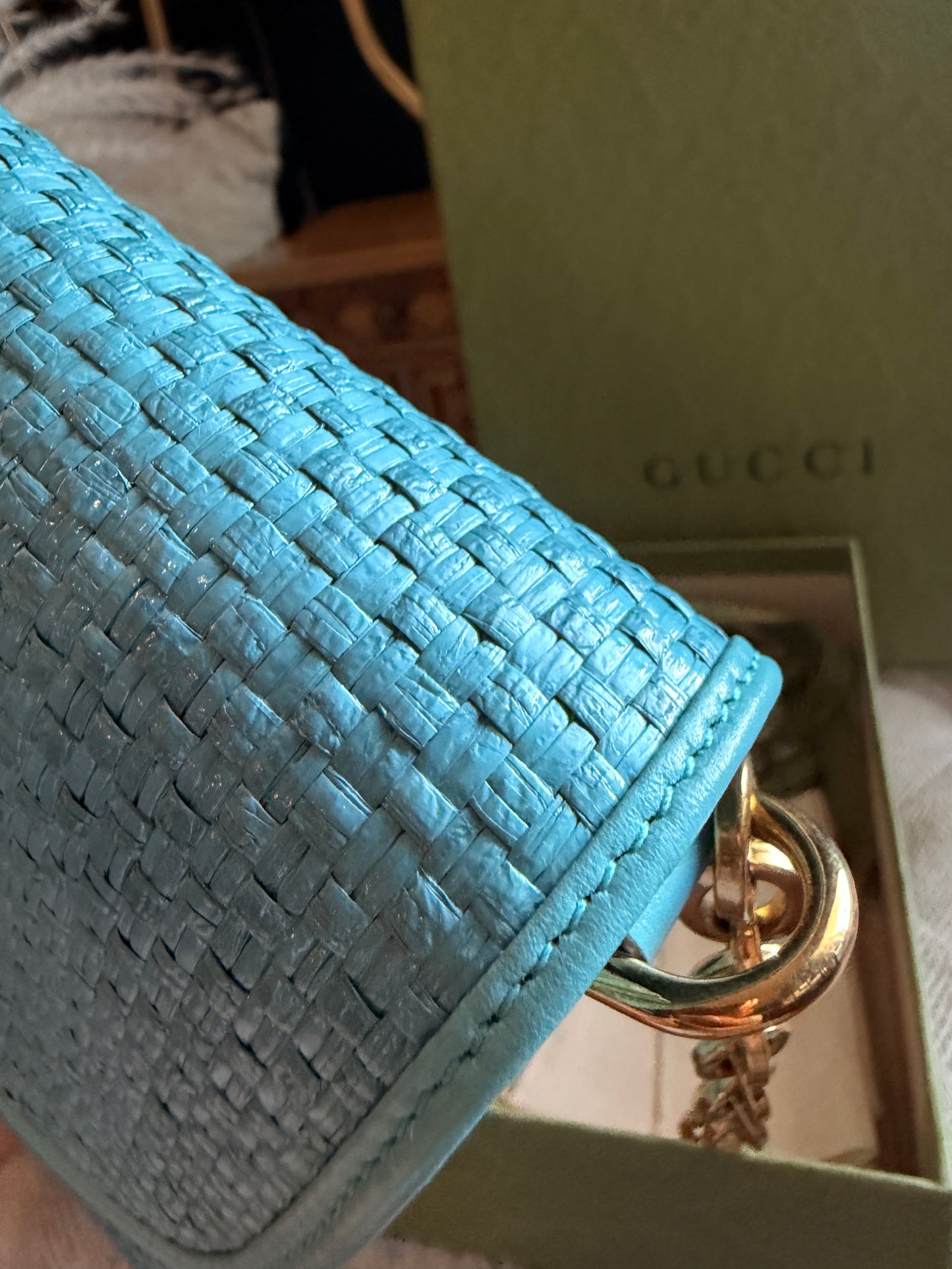 Gucci 1955 Horsebit Raffia Bag-NEW in Box