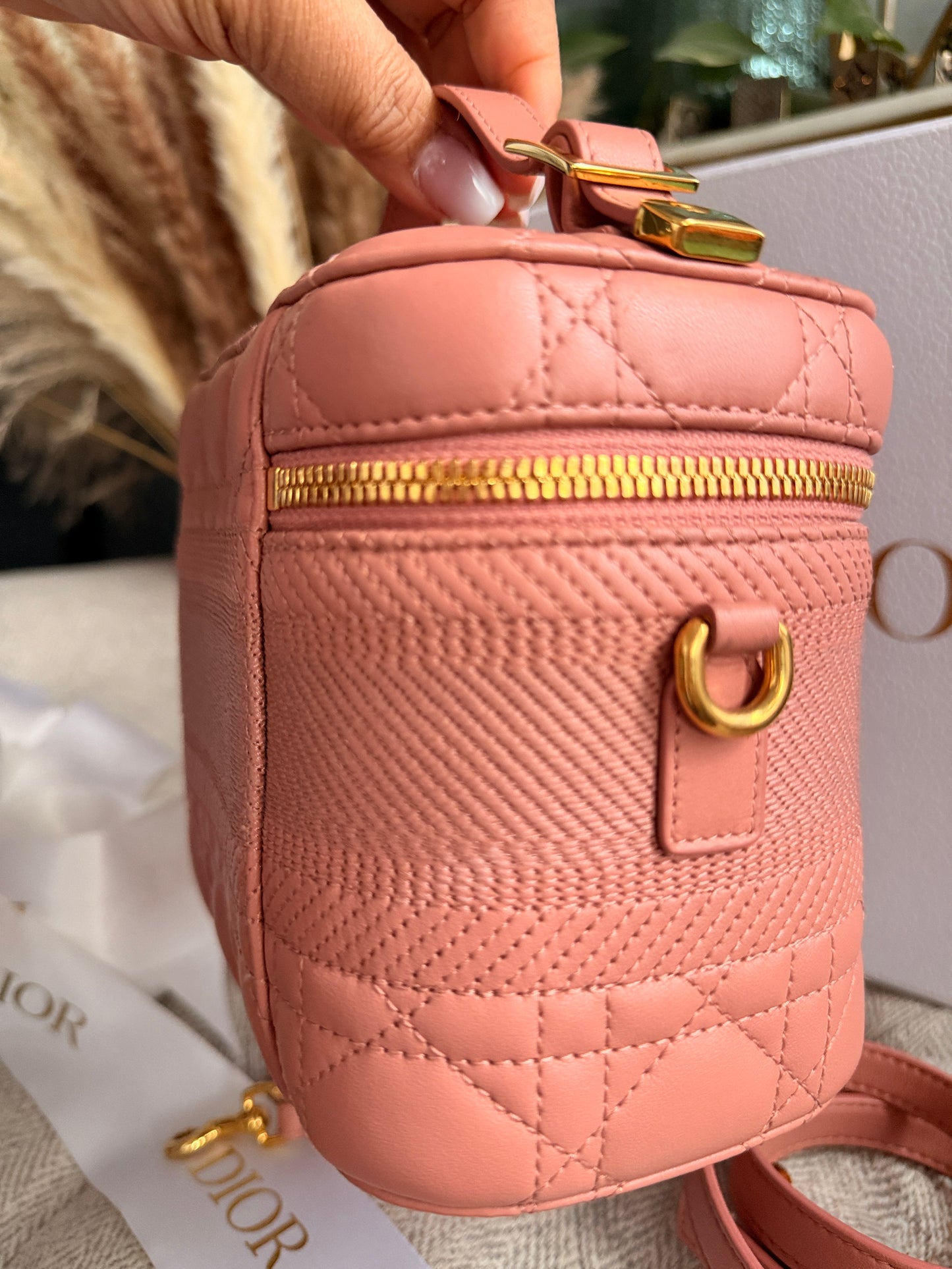 Christian Dior Lambskin Cannage Small Vanity Case