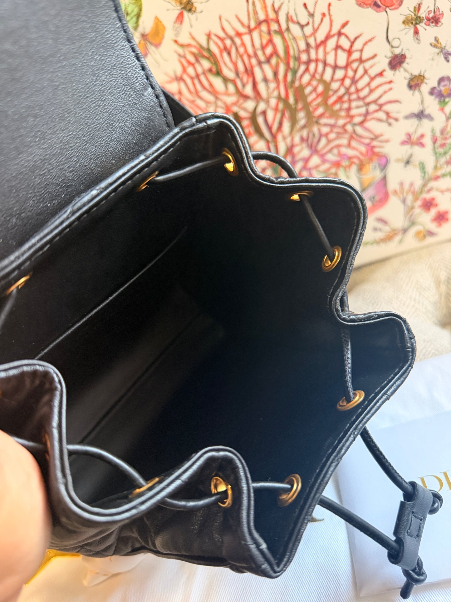 Dior Caro Macrocannage Backpack in Classic black