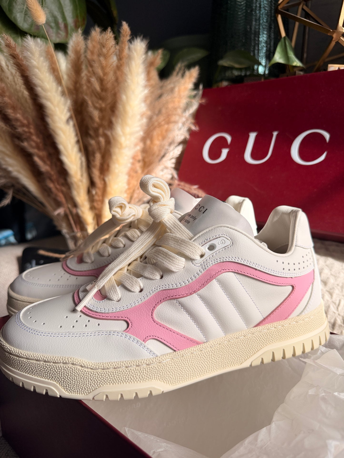 New in Box Gucci Re-Web Sneakers Pink/White | Size 37 | Brand New in Box