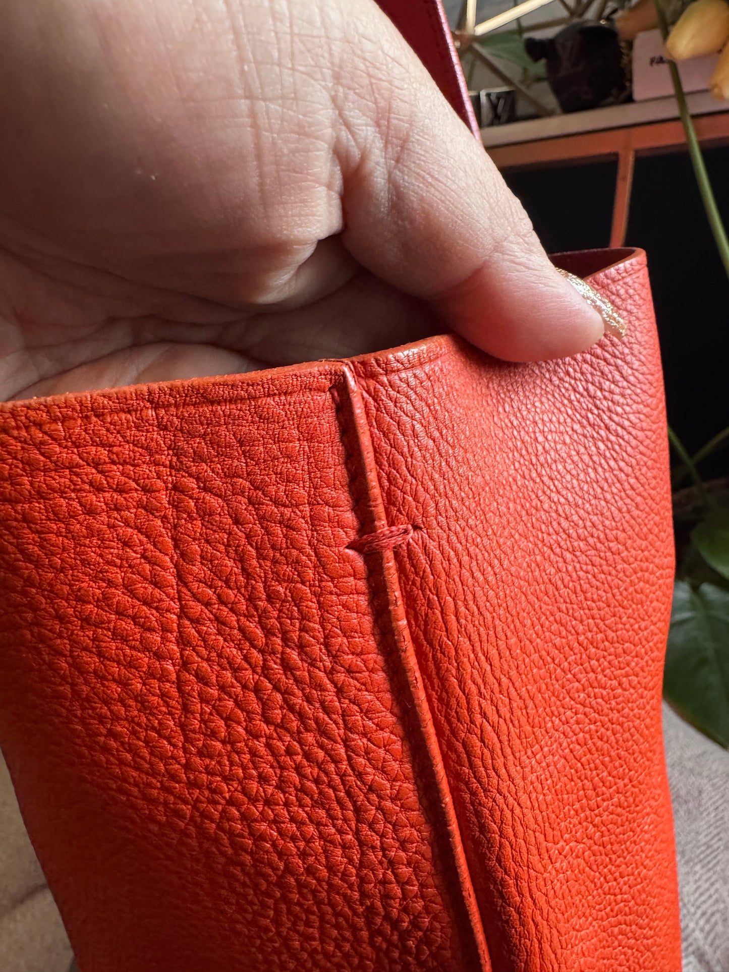 Prada Pebbled Leather Orange Tote