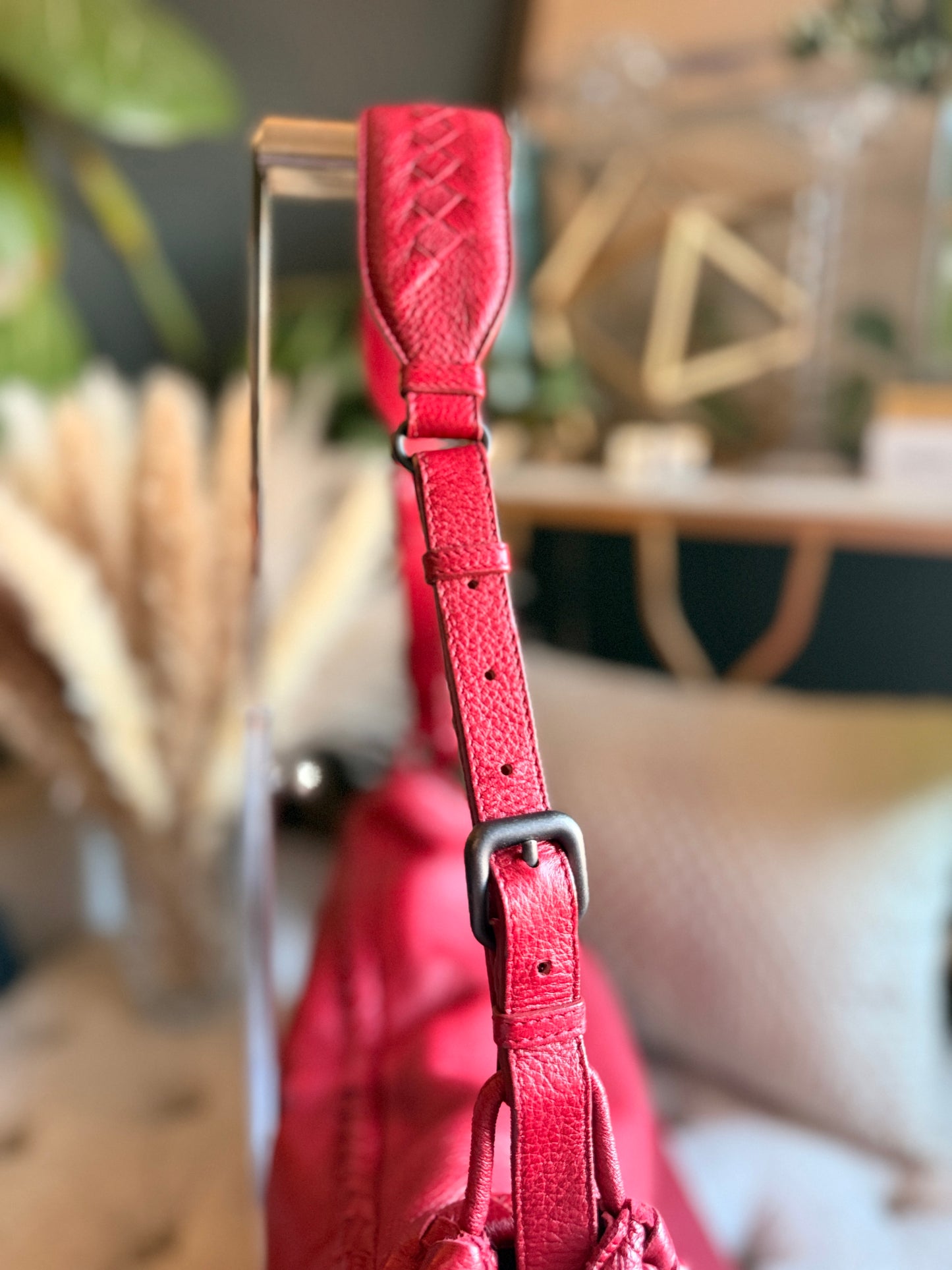 Bottega Veneta Red Cervo Leather Flap Bag