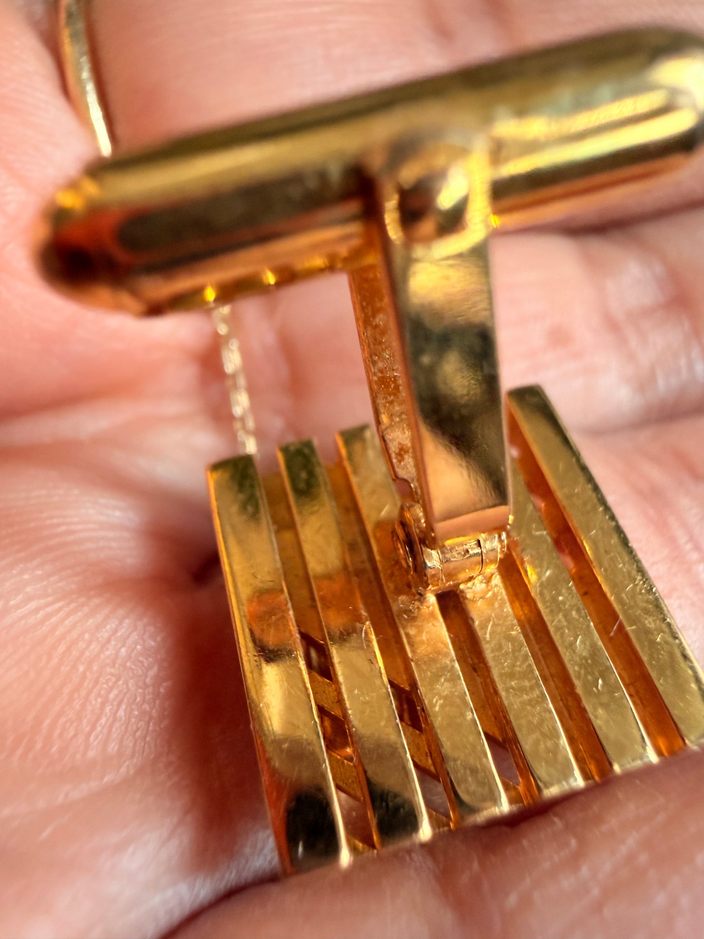 Christian Dior Vintage “Paris–New York” Cufflinks & Tie Tack Set (Gold Tone) | Dior Box Included