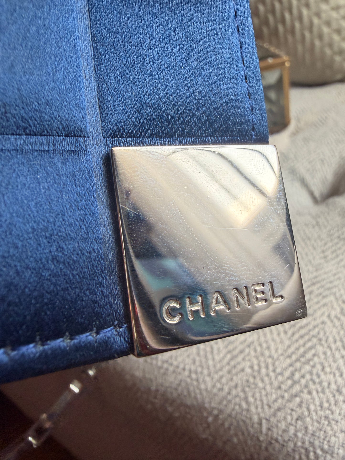 CHANEL Satin Chocolate Bar in Cream and Navy
