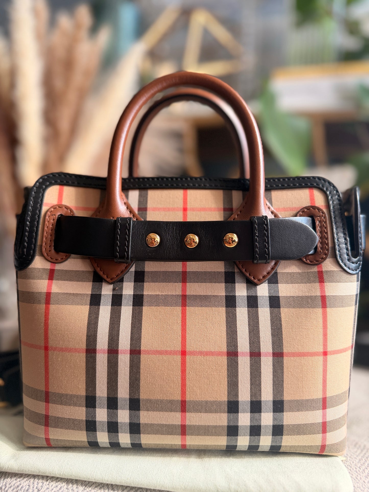 BURBERRY Mini Vintage Check Triple Stud Belt Bag