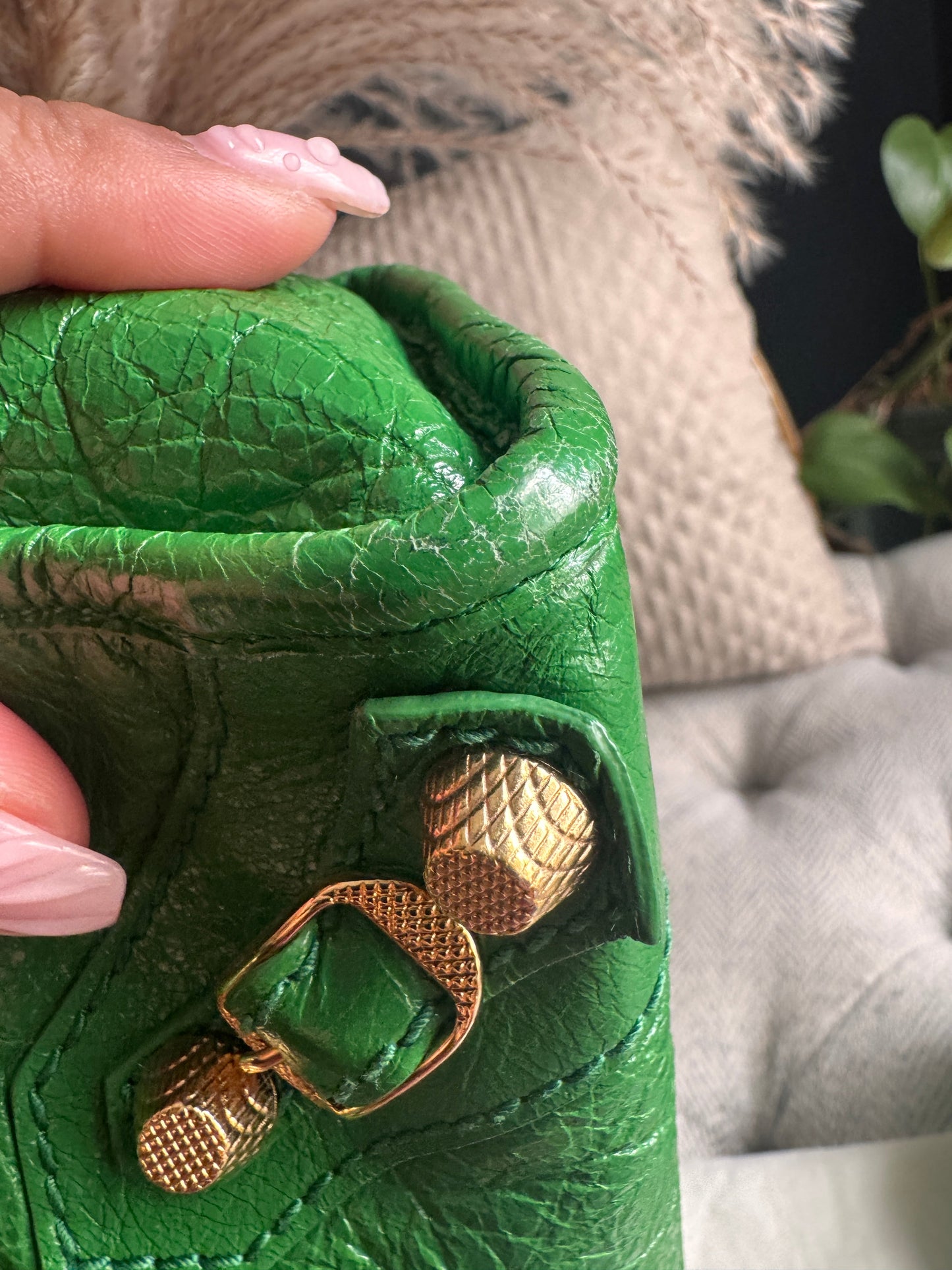 Balenciaga Mini City in Green with Gold Hardware