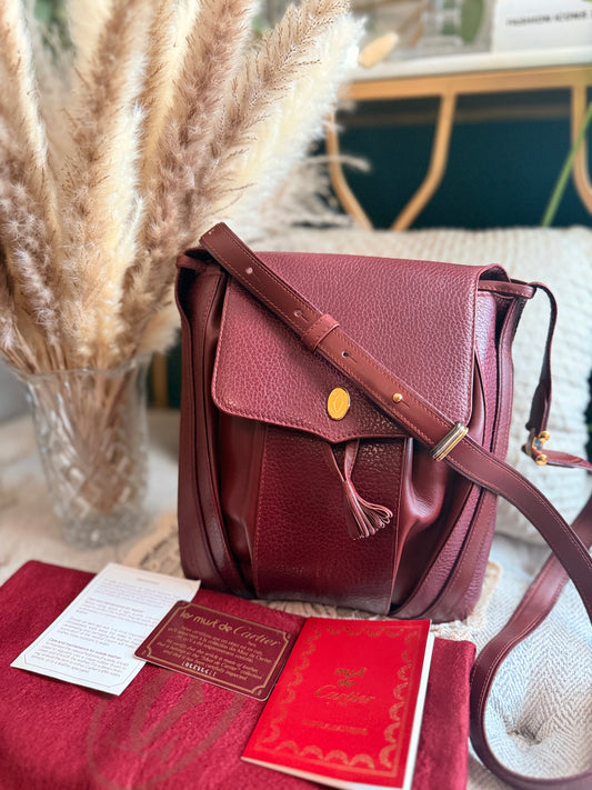 Cartier Vintage Burgundy Leather Crossbody