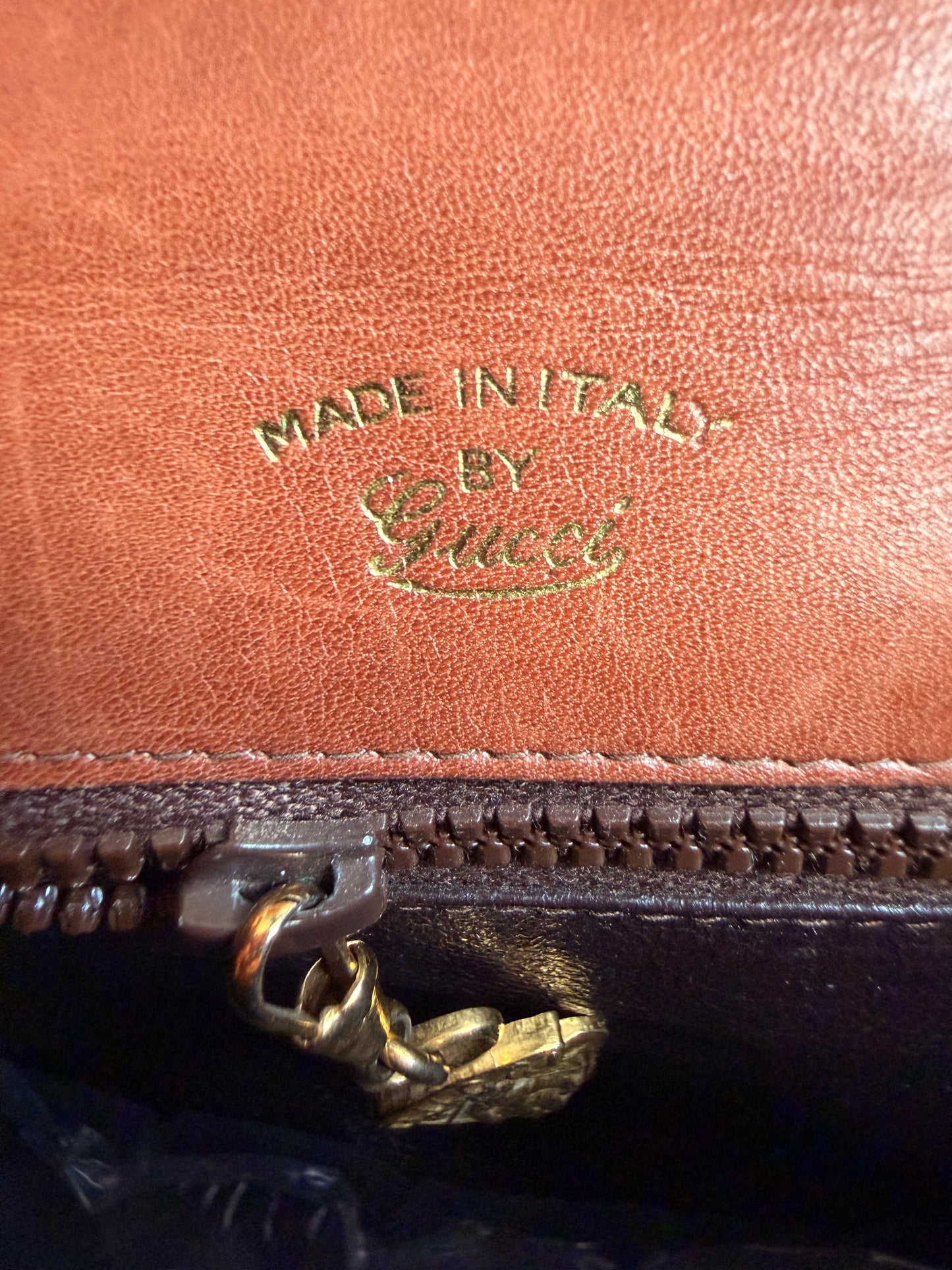 Vintage 70's GUCCI GG Monogram Flip Lock Brown Leather and Suede Hobo