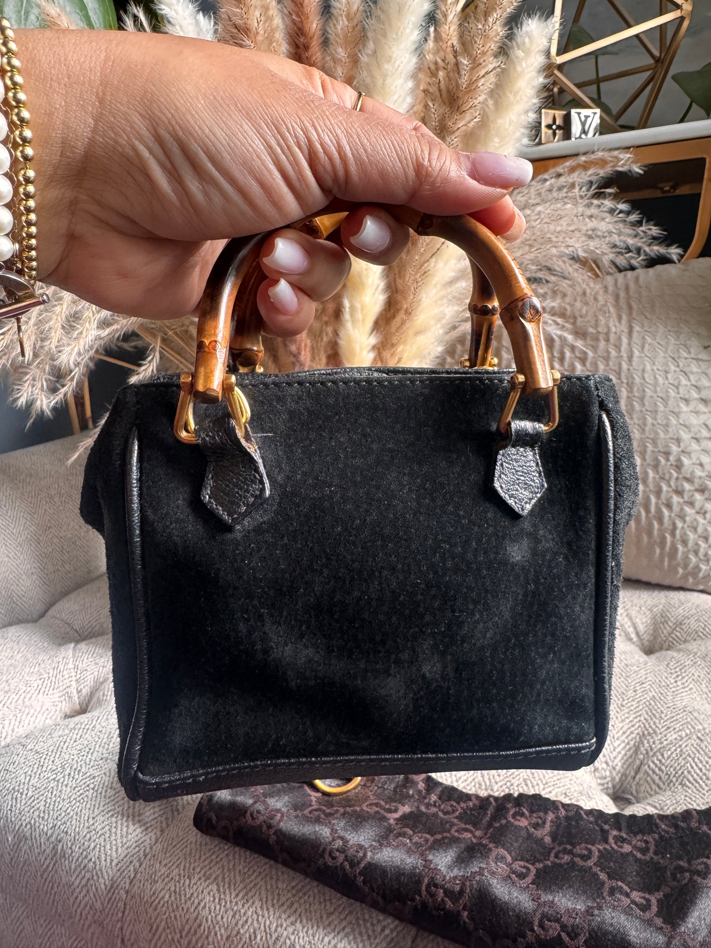 Gucci Vintage Mini Diana in Suede and Leather- with crossbody strap