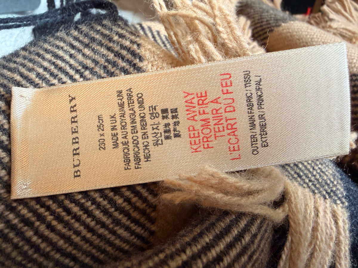 Burberry wool scarf half mega check fringe 230x25cm