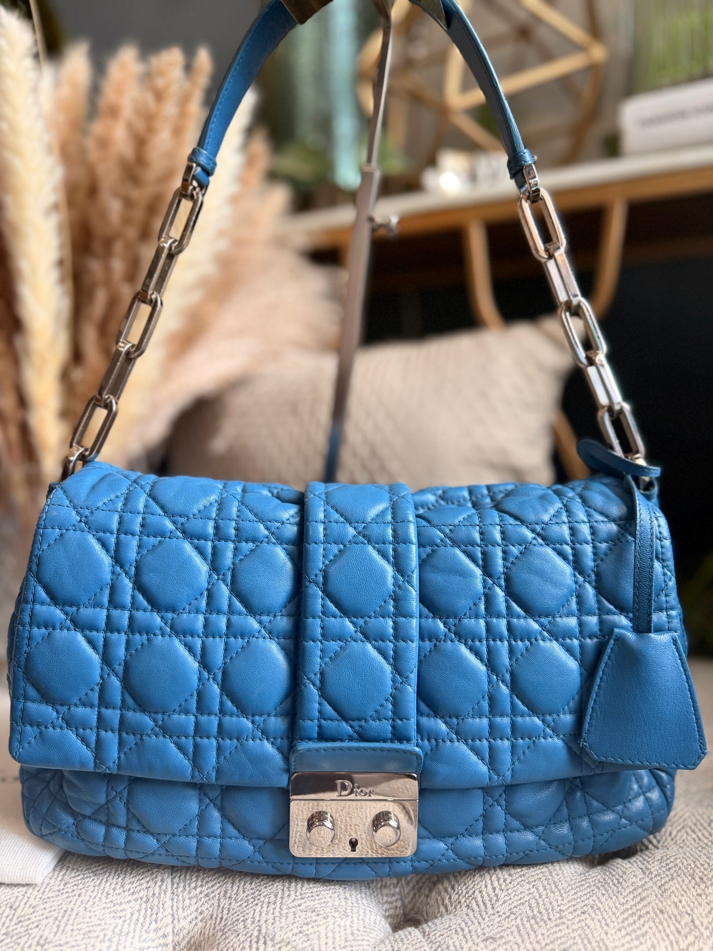 Christian Dior Cannage Quilted Lambskin Leather New Lock Flap Bag