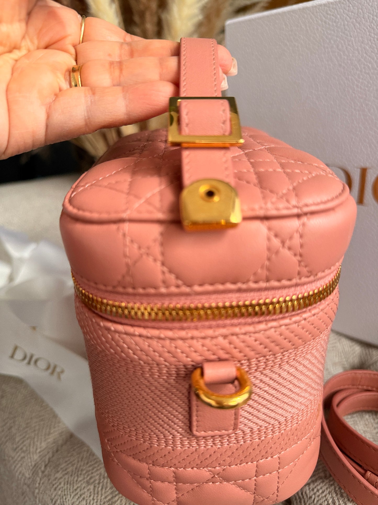 Christian Dior Lambskin Cannage Small Vanity Case