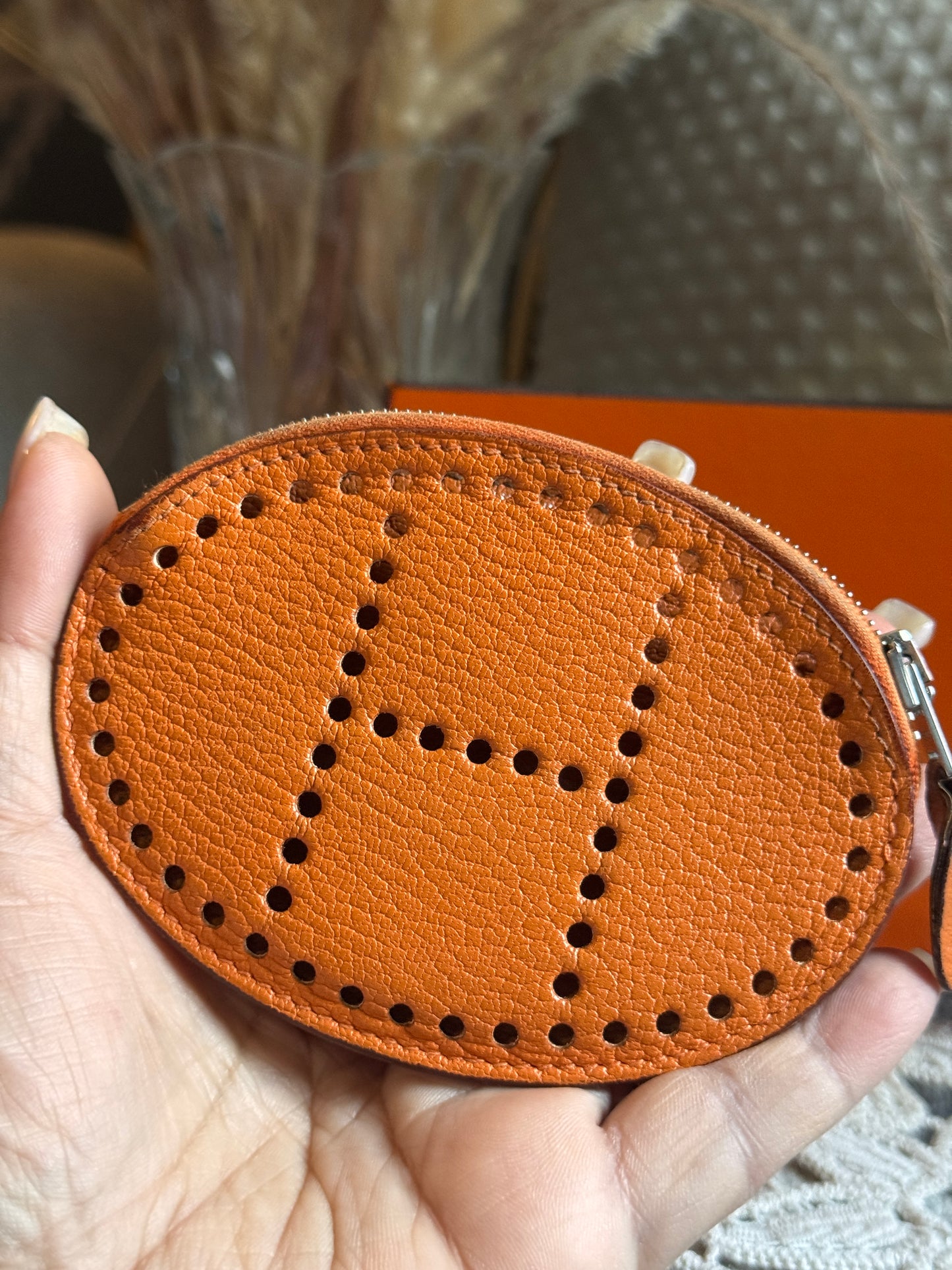 Hermès Orange Chèvre Mysore Coin Purse
